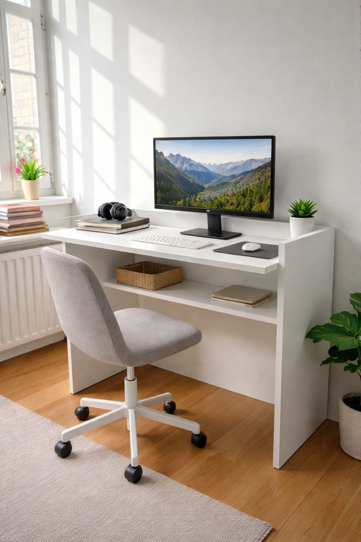 Çalışma Masası Bilgisayar Masası Ofis Ders Yemek Masası Beyaz