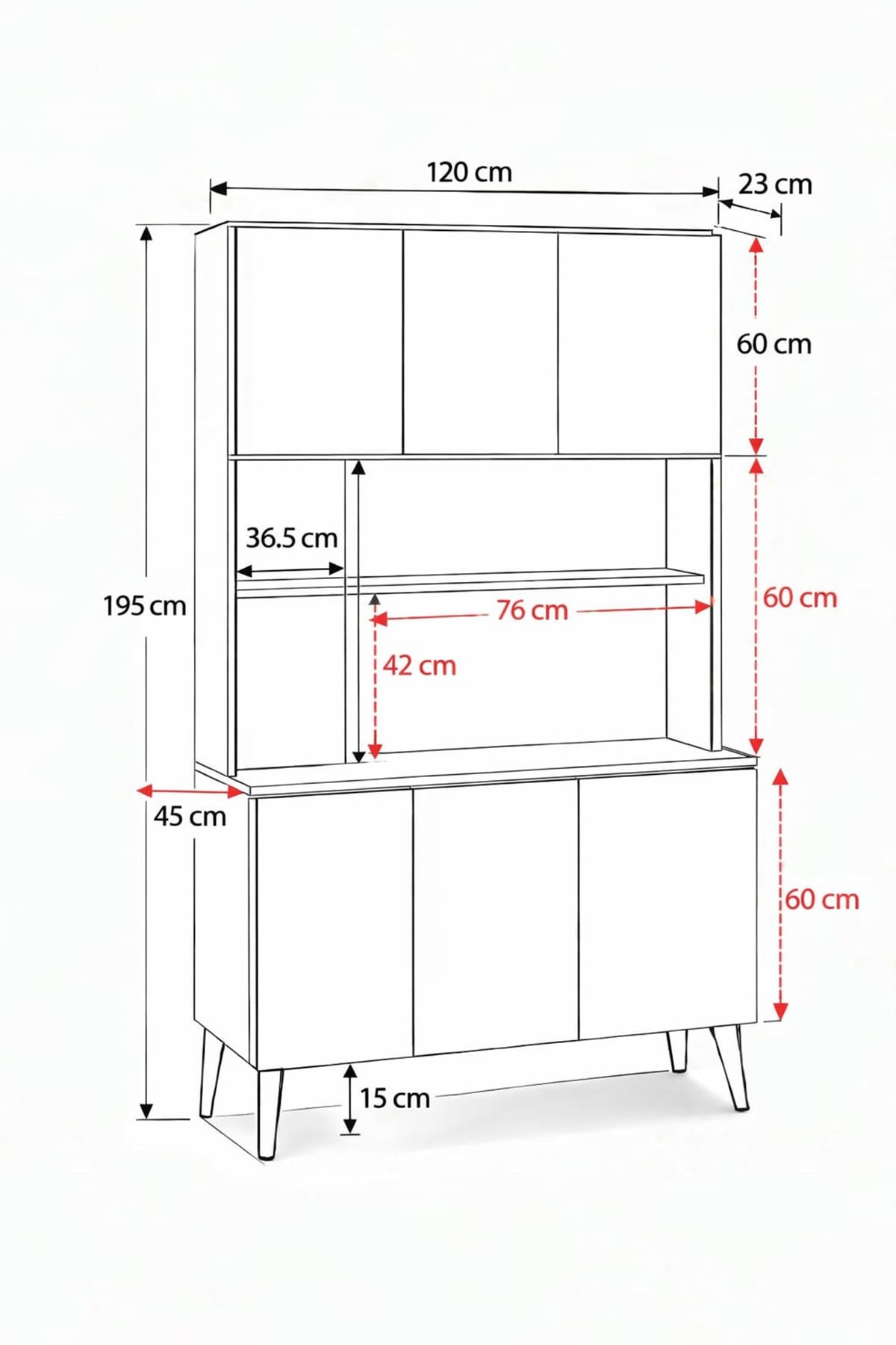  Yeni Nesil Çok Amaçlı Dolap 6 Kapaklı Kiler Mutfak Dolabı - Kahve Köşesi-Beyaz