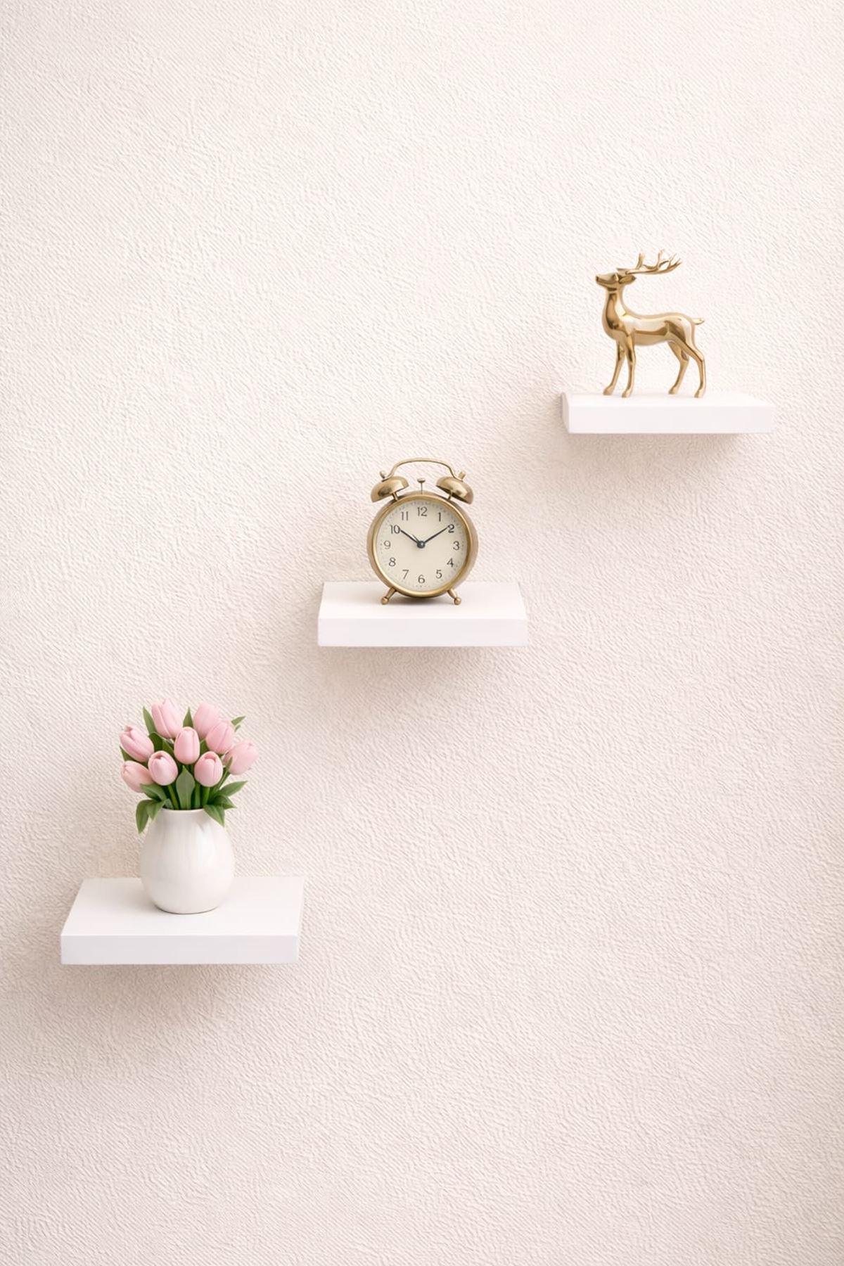 3'lü Uçan Duvar Rafı Set Gizli Raf- Beyaz 15x15