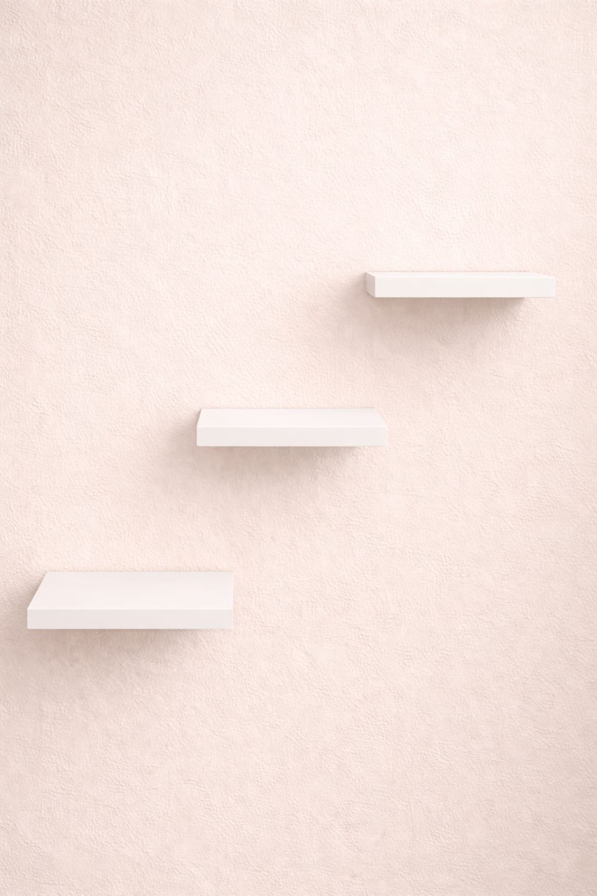 3'lü Uçan Duvar Rafı Set Gizli Raf- Beyaz 15x15