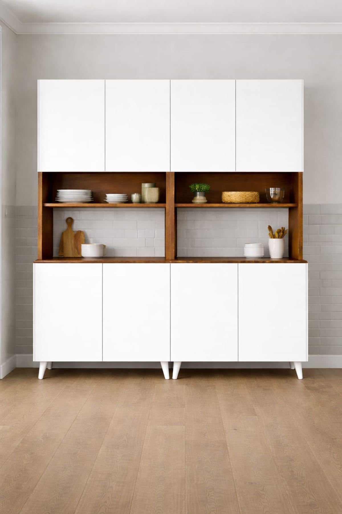  Yeni Nesil Çok Amaçlı Dolap 8 Kapaklı Kiler Mutfak Dolabı - Kahve Köşesi 1