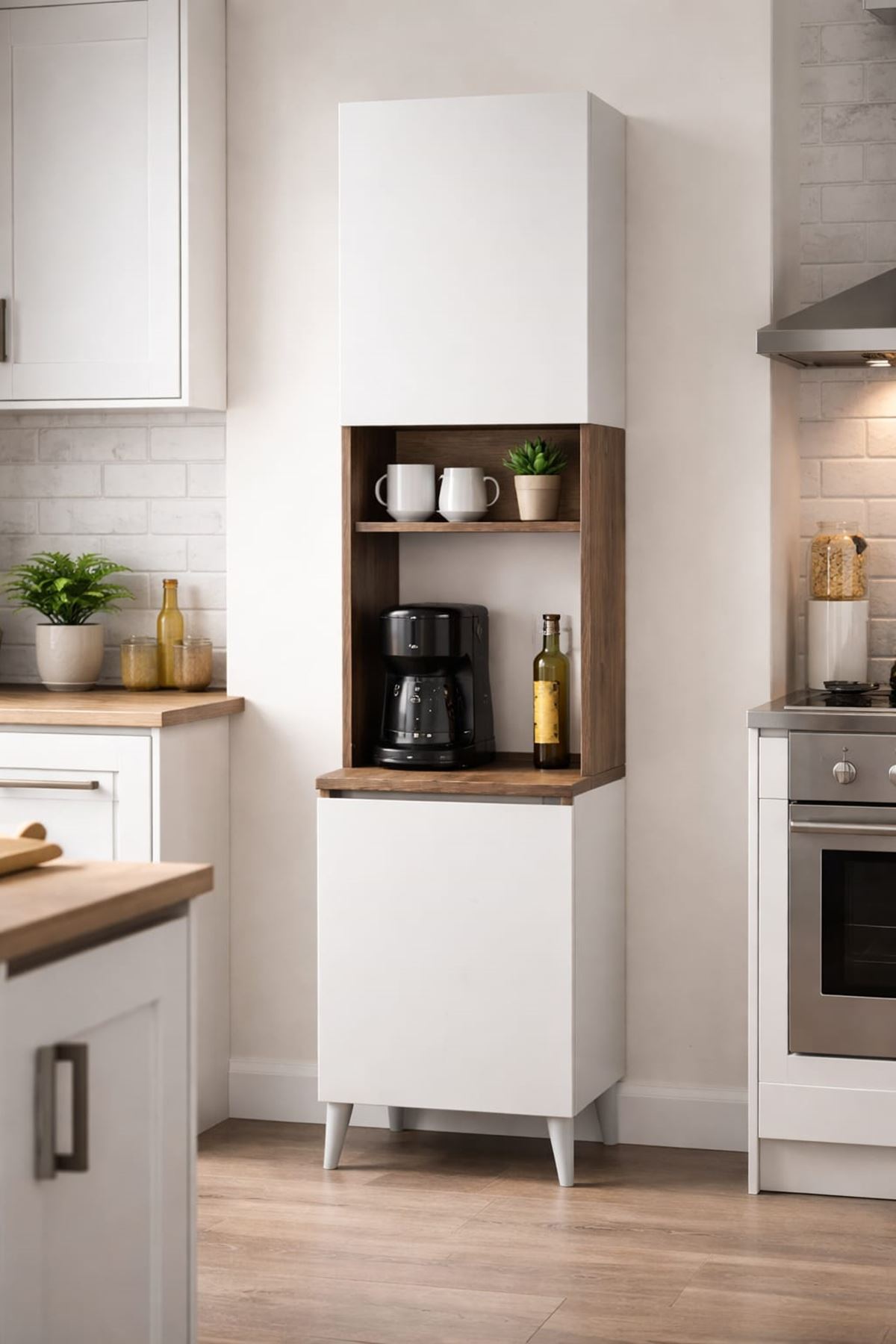  Yeni Nesil Çok Amaçlı Dolap 2 Kapaklı Kiler Mutfak Dolabı - Kahve Köşesi