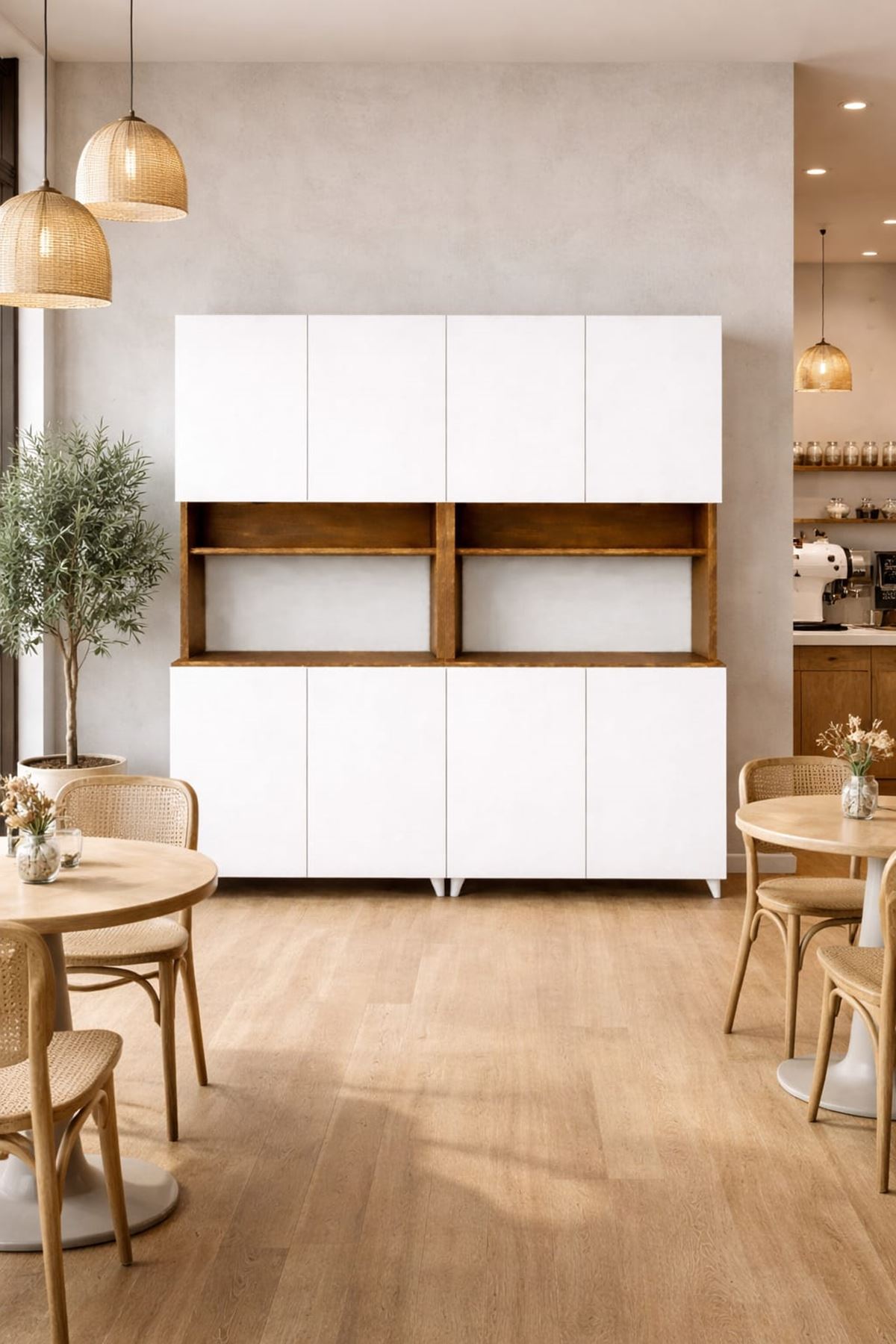  Yeni Nesil Çok Amaçlı Dolap 8 Kapaklı Kiler Mutfak Dolabı - Kahve Köşesi