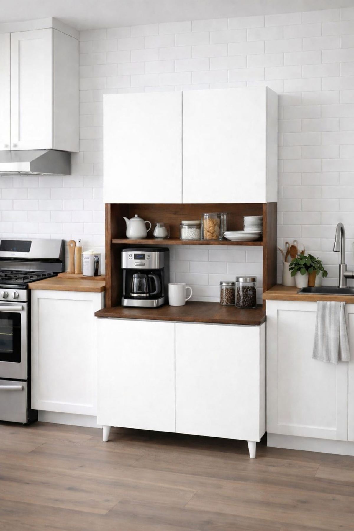  Yeni Nesil Çok Amaçlı Dolap 4 Kapaklı Kiler Mutfak Dolabı - Kahve Köşesi