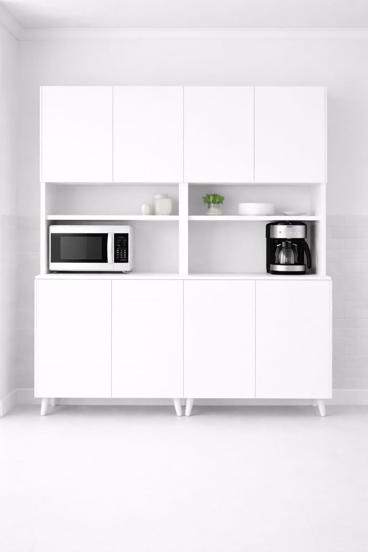  Yeni Nesil Çok Amaçlı Dolap 8 Kapaklı Kiler Mutfak Dolabı - Kahve Köşesi -Beyaz