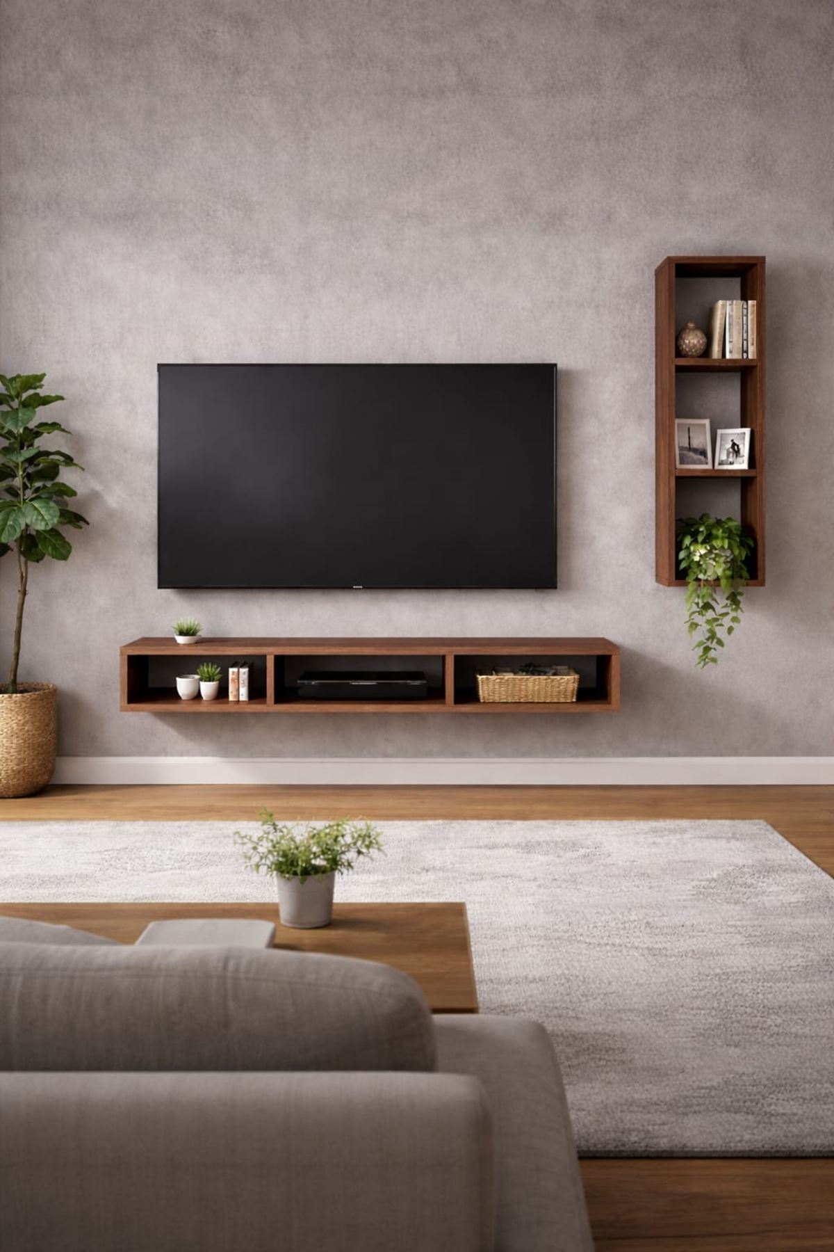 Dekoratif Duvar Rafı - Tv Ünitesi 2 Parçalı Barok 130x90