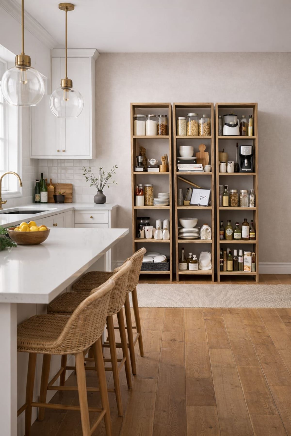 3'lü 6 Raflı Dekoratif Kitaplık Atlantik Çam Kitaplık Ofis Kitaplığı Dolap Kitap Rafı