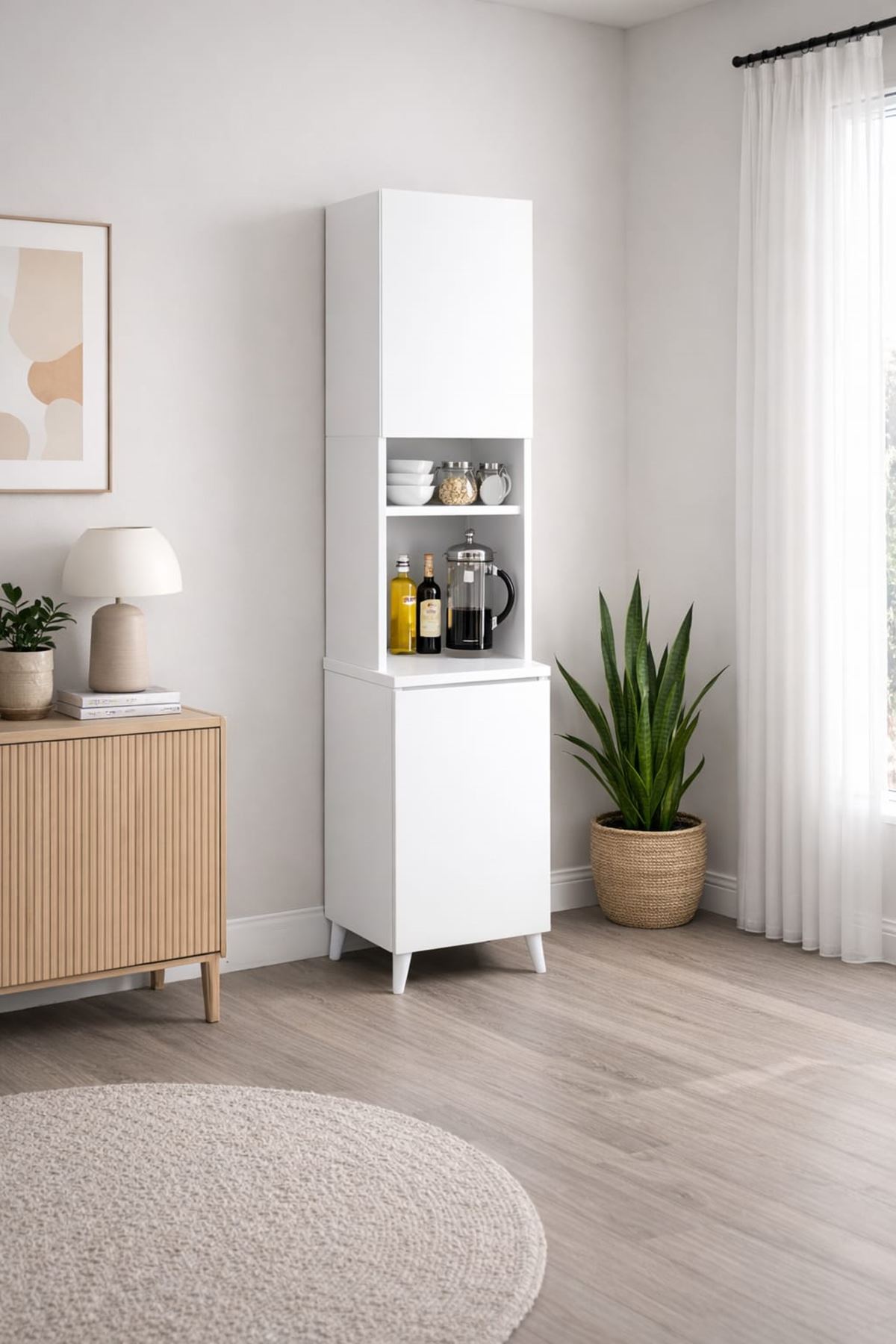  Yeni Nesil Çok Amaçlı Dolap 2 Kapaklı Kiler Mutfak Dolabı - Kahve Köşesi - Beyaz