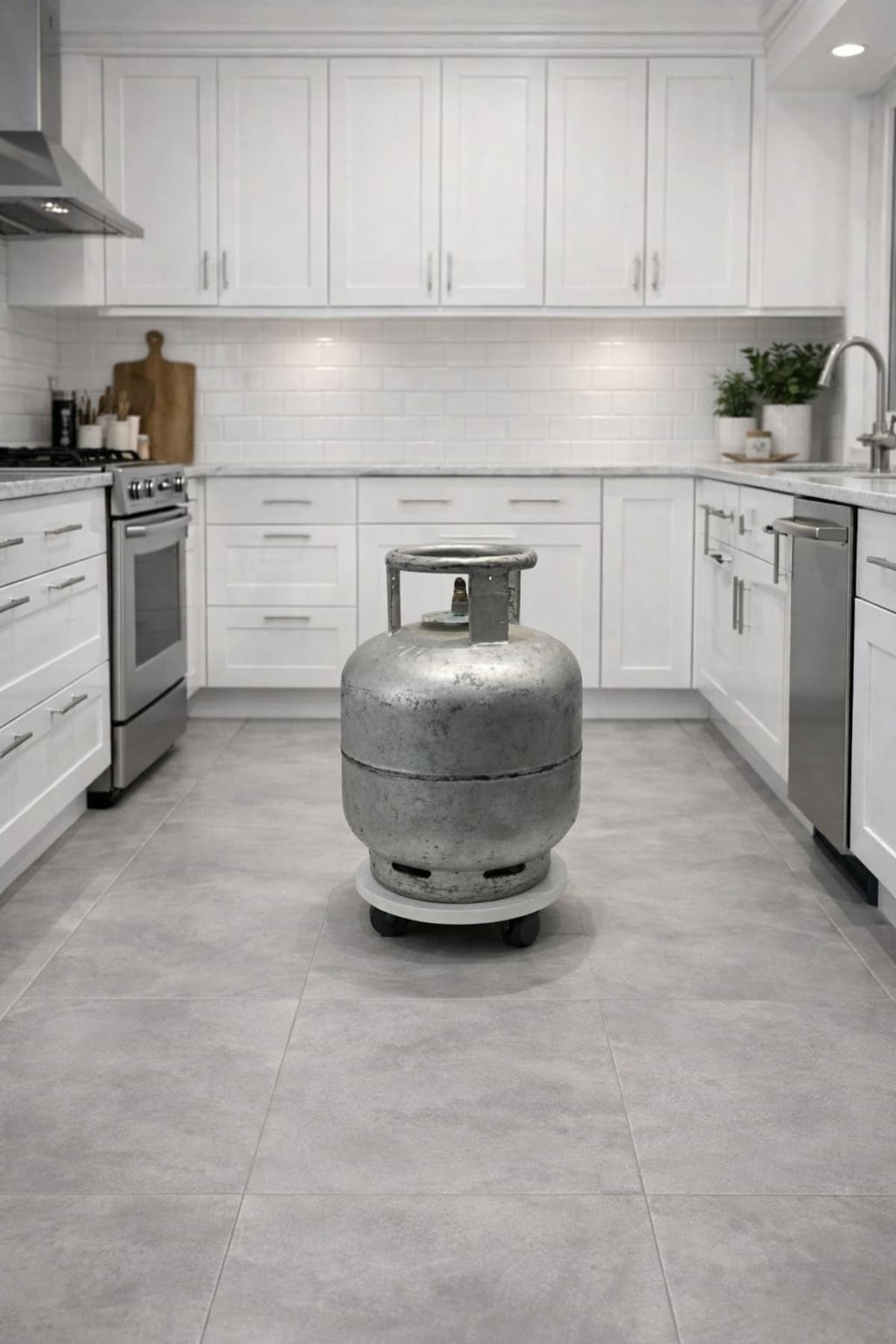 Yuvarlak MDF Saksı Altlığı Damacana Tüp Tekerlekli Saksı Sehpası