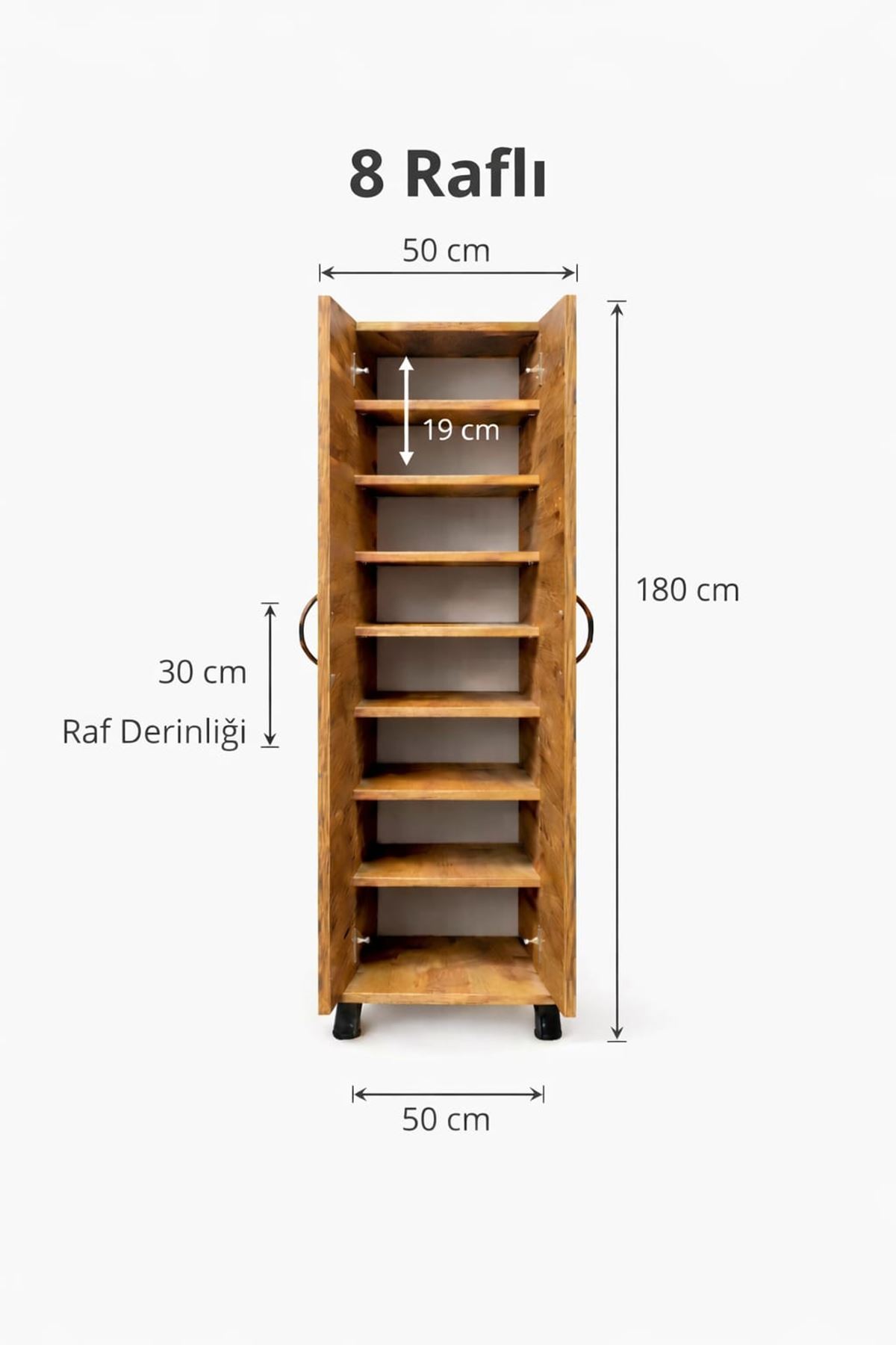 8 Raflı Çok Amaçlı Dolap - Erzak Dolabı-Ayakkabılık Atlantik Çam 