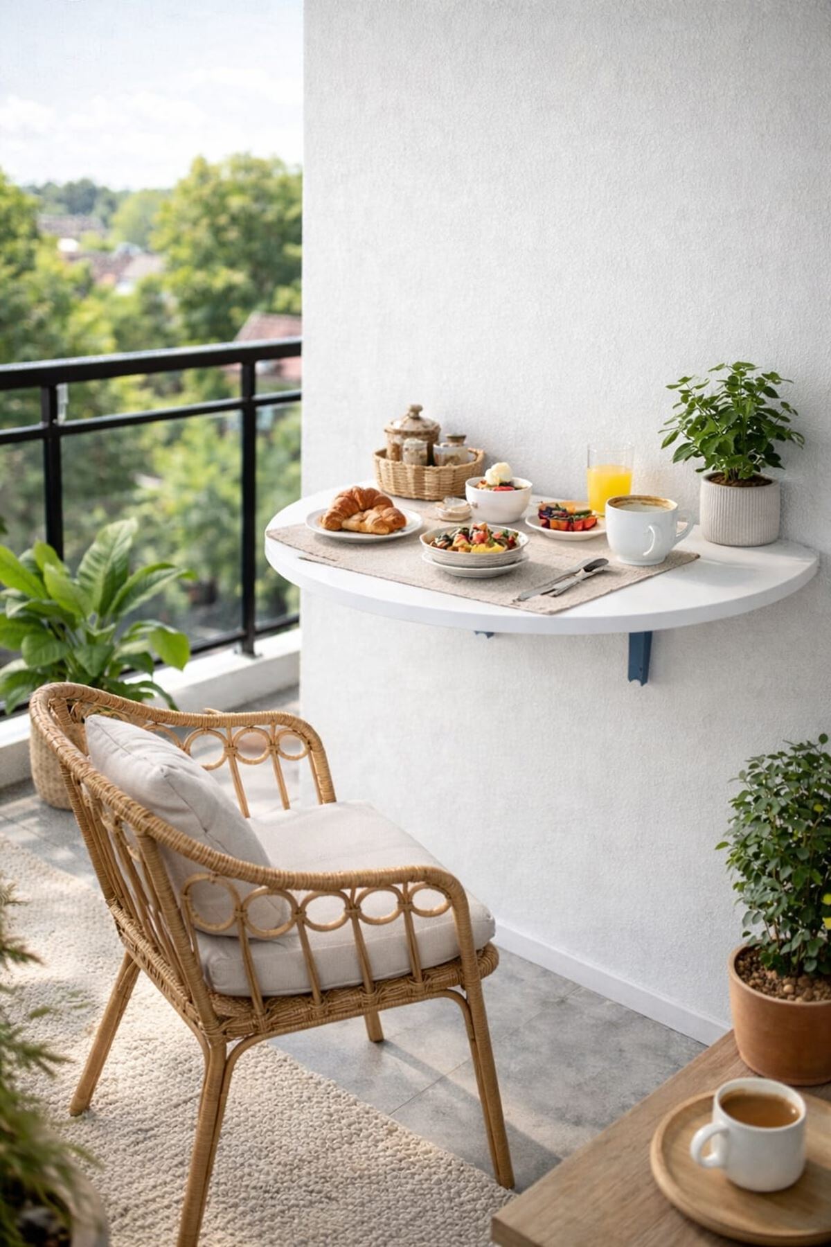 Açılır Kapanır Çalışma Masası Mutfak Masası Katlanır Duvar Masası YARIM DAİRE -BEYAZ