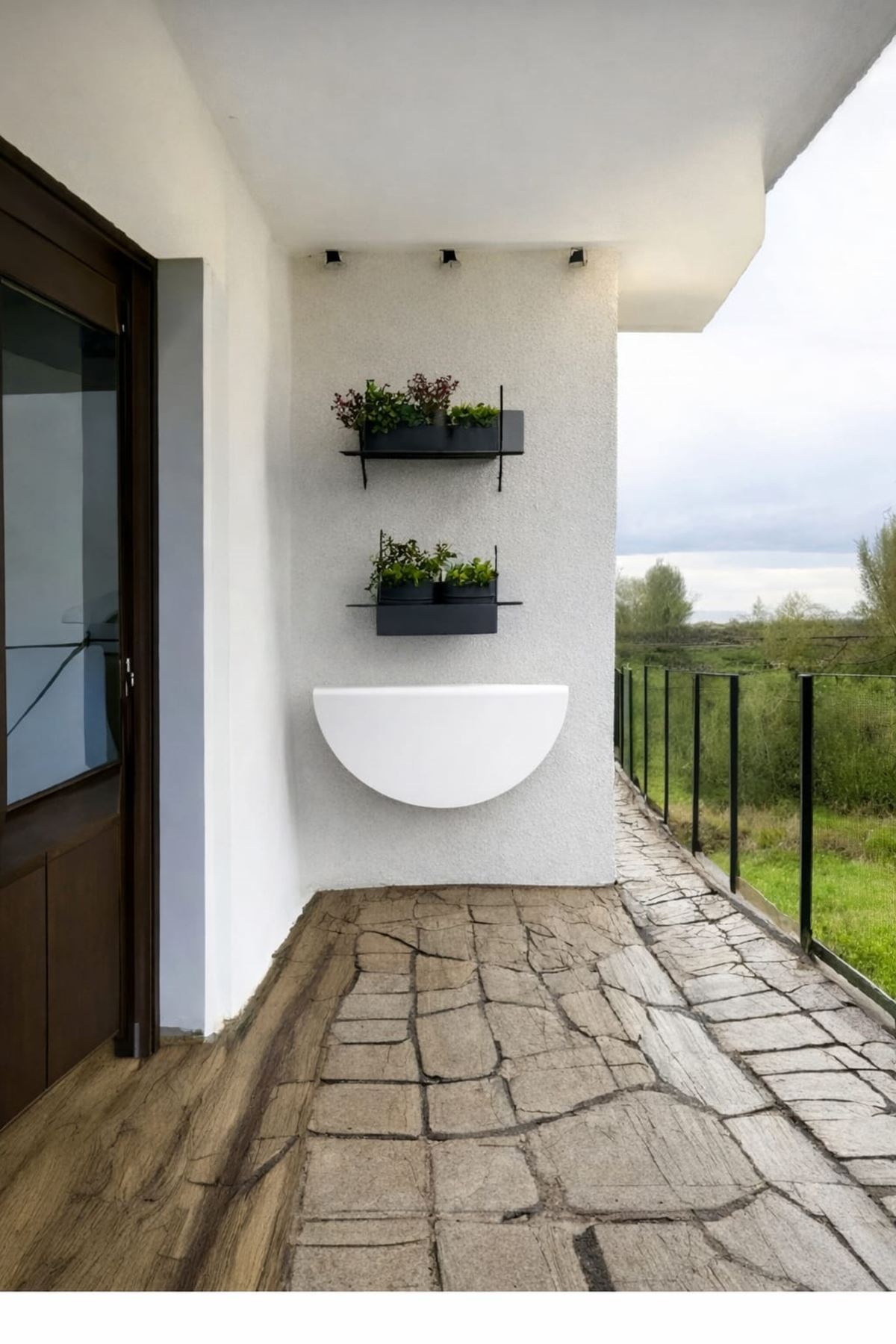 Açılır Kapanır Çalışma Masası Mutfak Masası Katlanır Duvar Masası YARIM DAİRE-BEYAZ