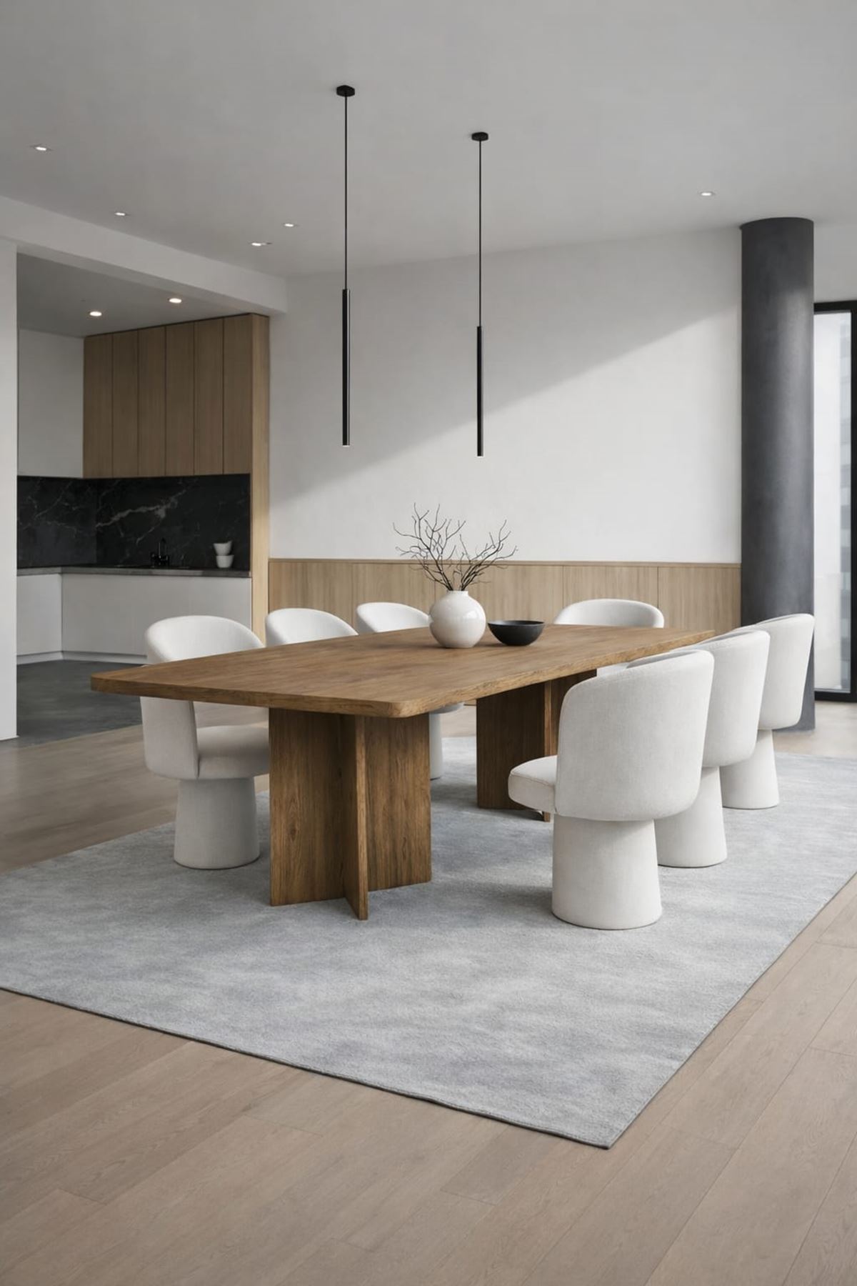 Dikdörtgen Salon Yemek Masası Kare Ayak 36mm Kalın Kenarlı 180x90-Afrika Ceviz