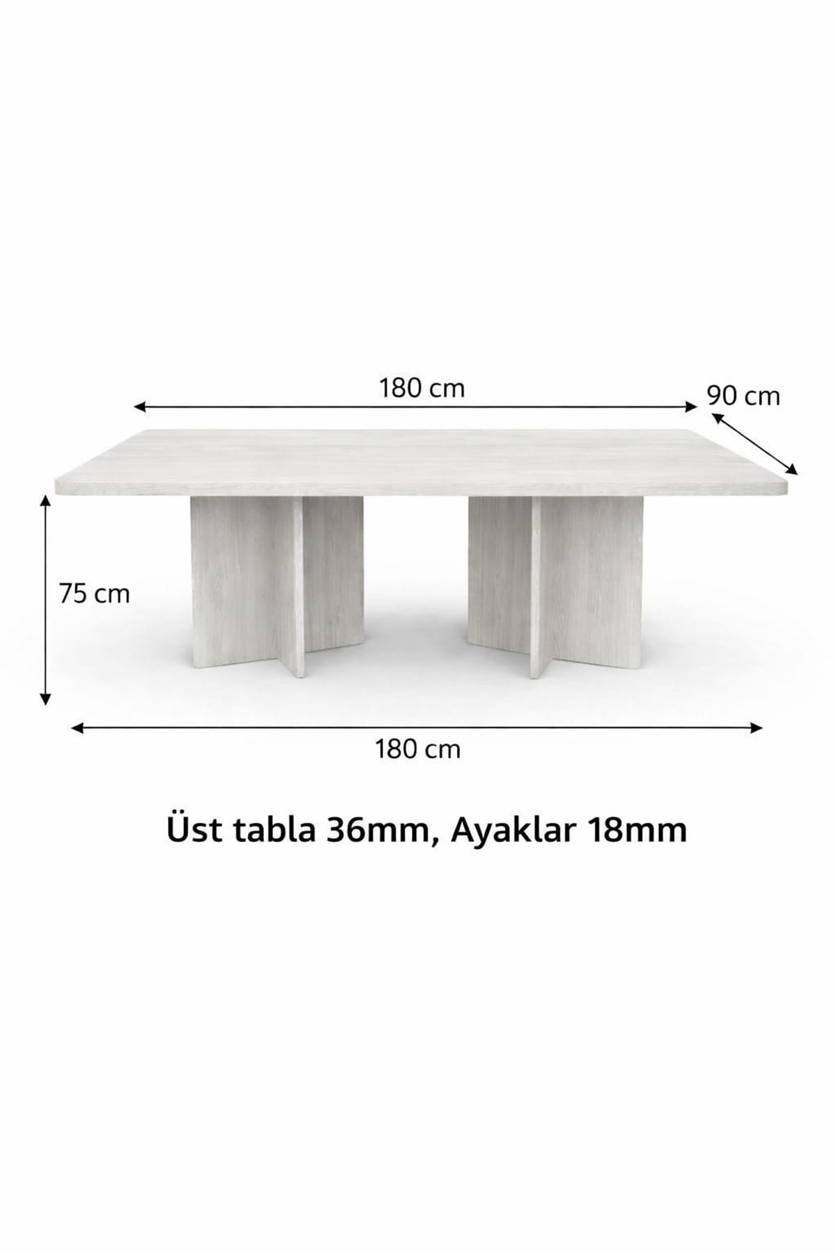 Dikdörtgen Salon Yemek Masası Kemer Ayak - 36mm Kalın Kenarlı -Traverten