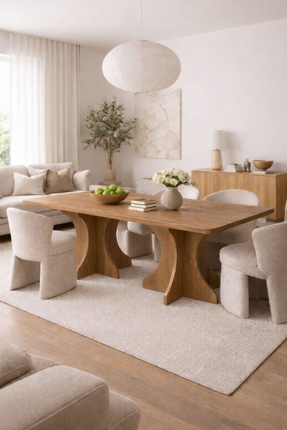 Dikdörtgen Salon Yemek Masası Kemer Ayak - 36mm Kalın Kenarlı 180x90-Afrika Ceviz