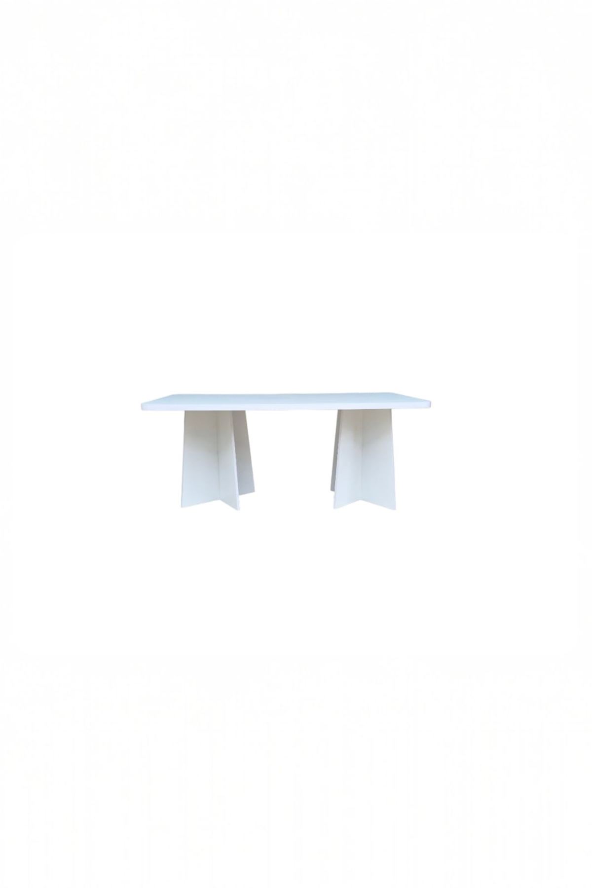 Dikdörtgen Salon Yemek Masası Mantar Ayak - 36mm Kalın Kenarlı 180x90-Beyaz