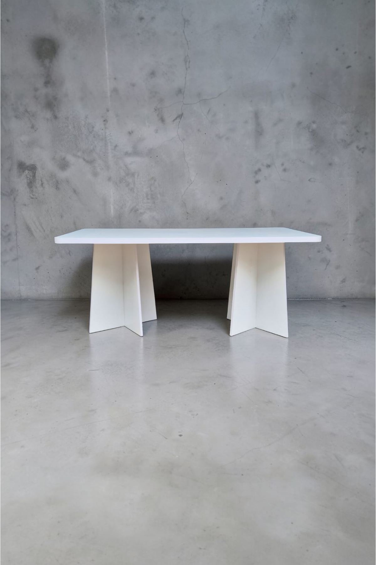 Dikdörtgen Salon Yemek Masası Mantar Ayak - 36mm Kalın Kenarlı 180x90-Beyaz