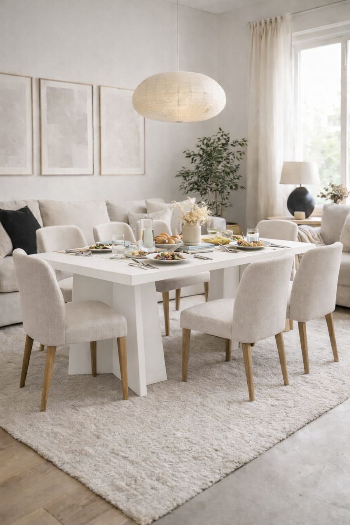 Dikdörtgen Salon Yemek Masası Mantar Ayak - 36mm Kalın Kenarlı 180x90-Beyaz