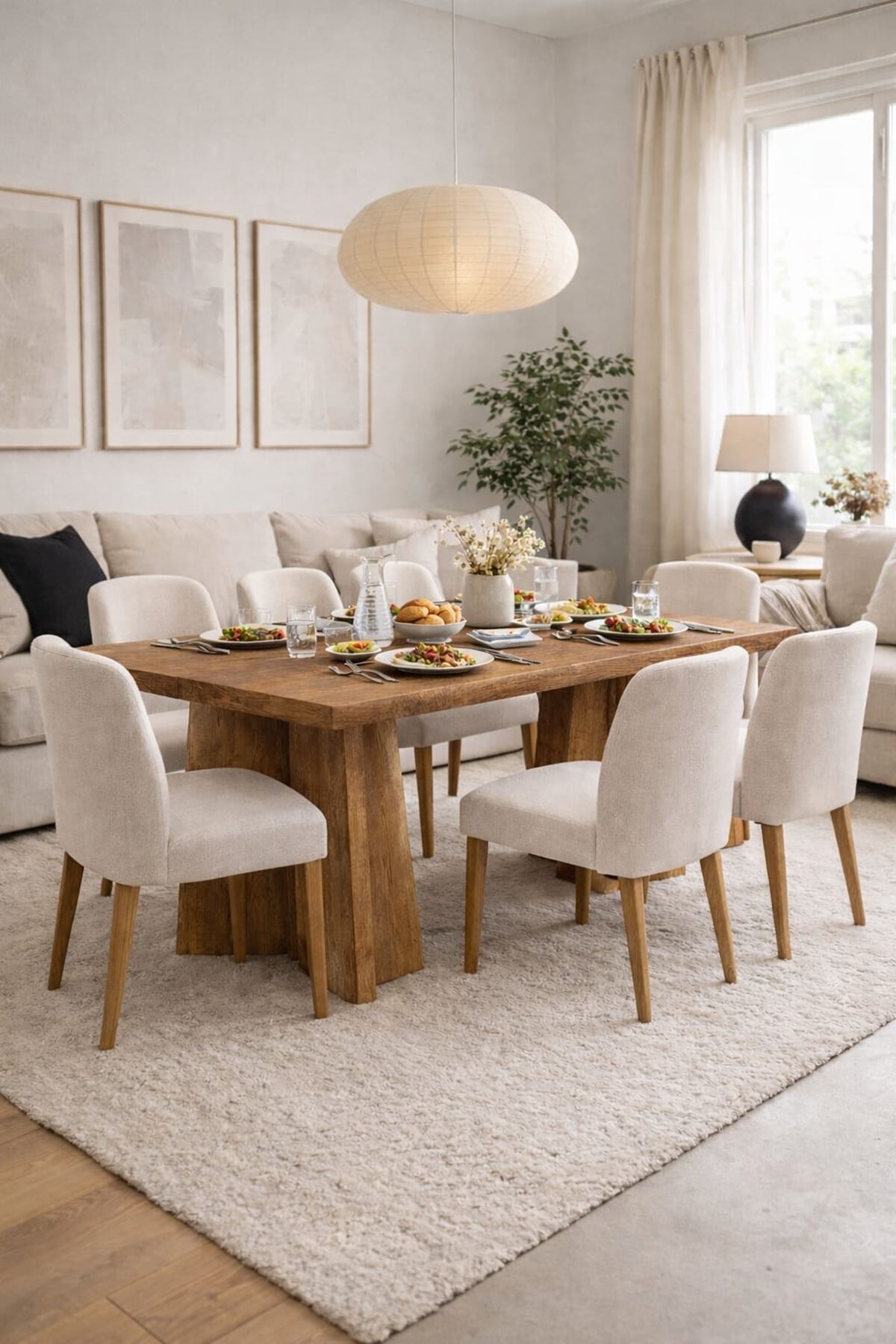 Dikdörtgen Salon Yemek Masası Mantar Ayak - 36mm Kalın Kenarlı 180x90-Afrika Ceviz