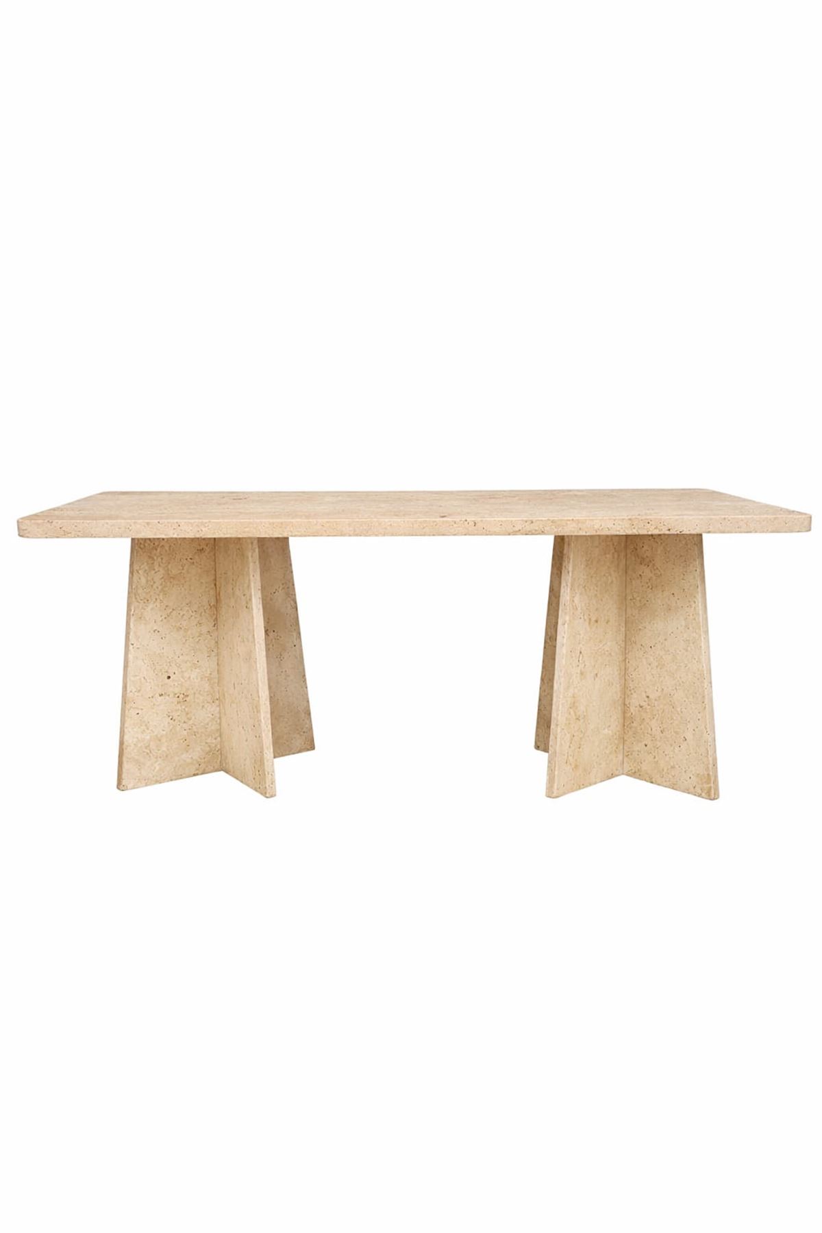 Dikdörtgen Salon Yemek Masası Mantar Ayak - 36mm Kalın Kenarlı 180x90-Traverten