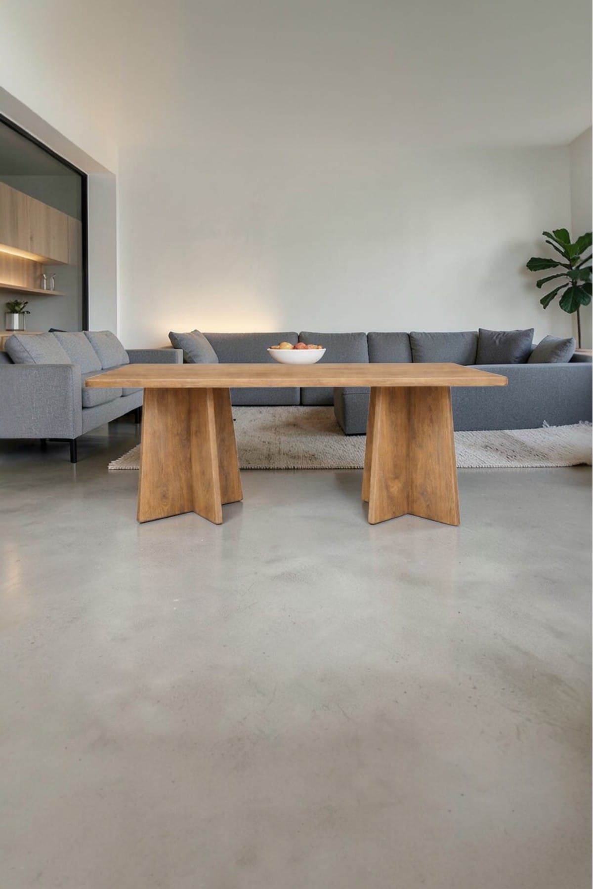 Dikdörtgen Salon Yemek Masası Mantar Ayak - 36mm Kalın Kenarlı 160x90-Afrika Ceviz