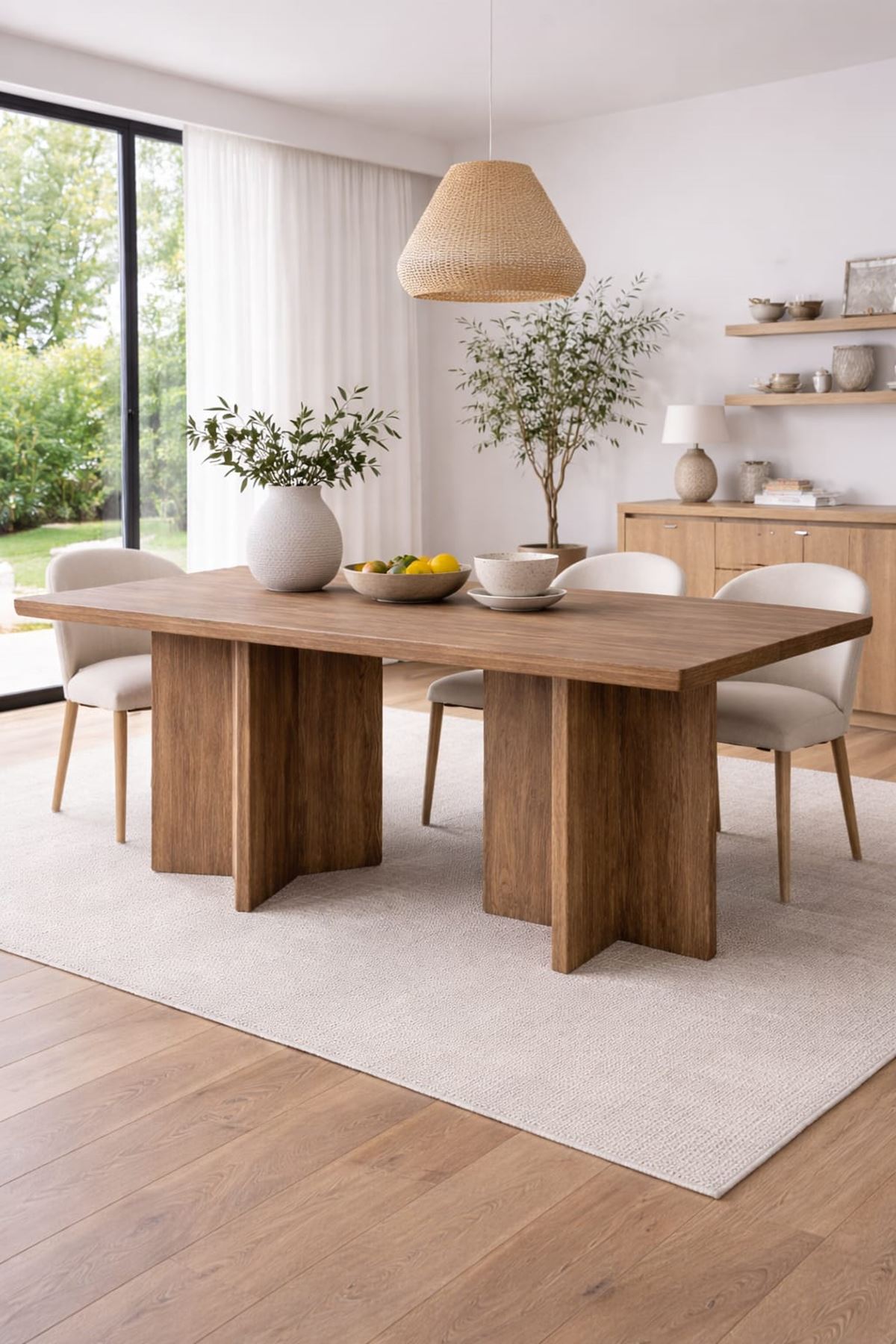 Dikdörtgen Salon Yemek Masası Kare Ayak 36mm Kalın Kenarlı 160x90-Afrika Ceviz