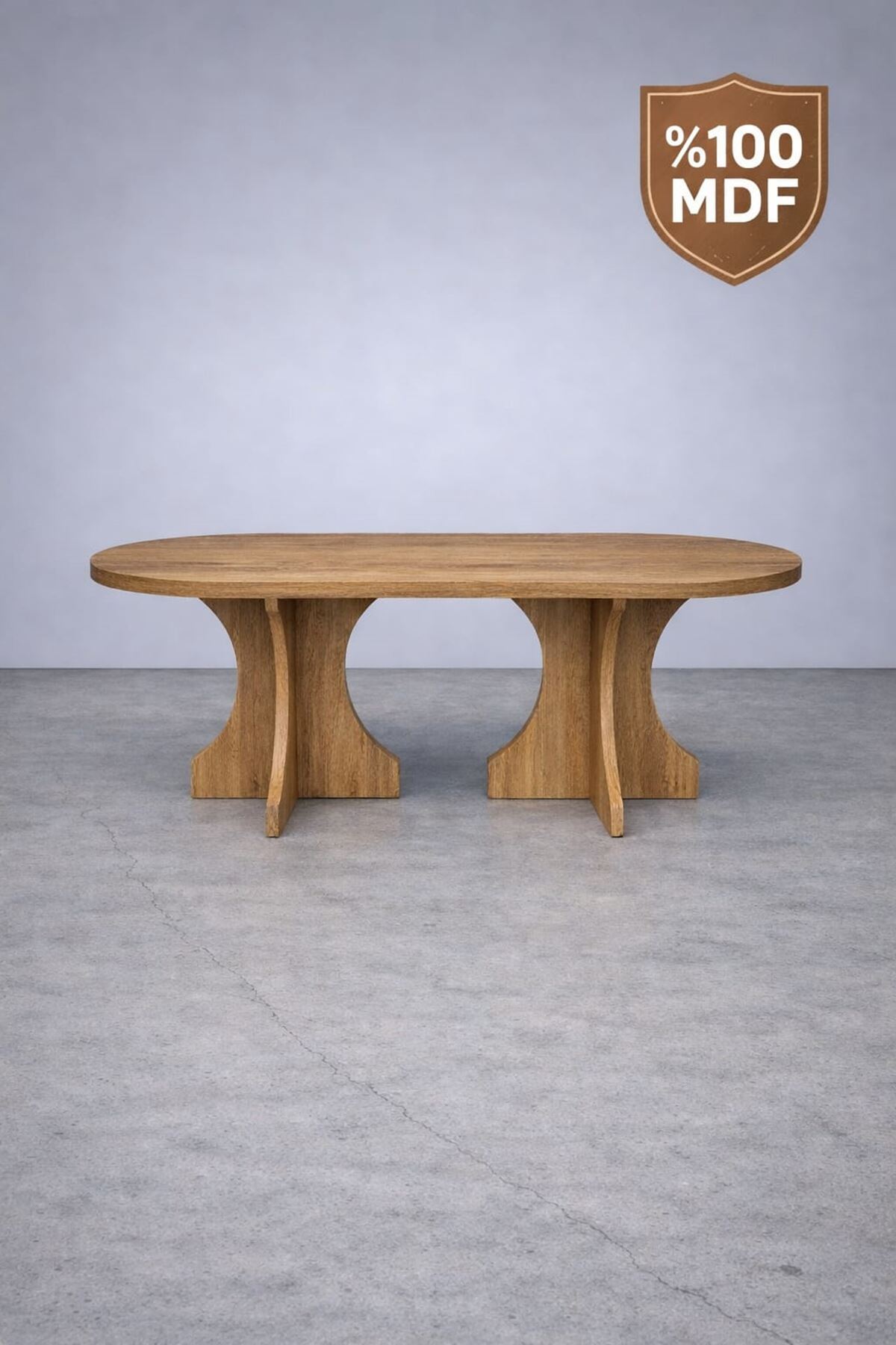 Oval Salon Yemek Masası Kemer Ayak 36mm Kalın Kenarlı -Afrika Ceviz