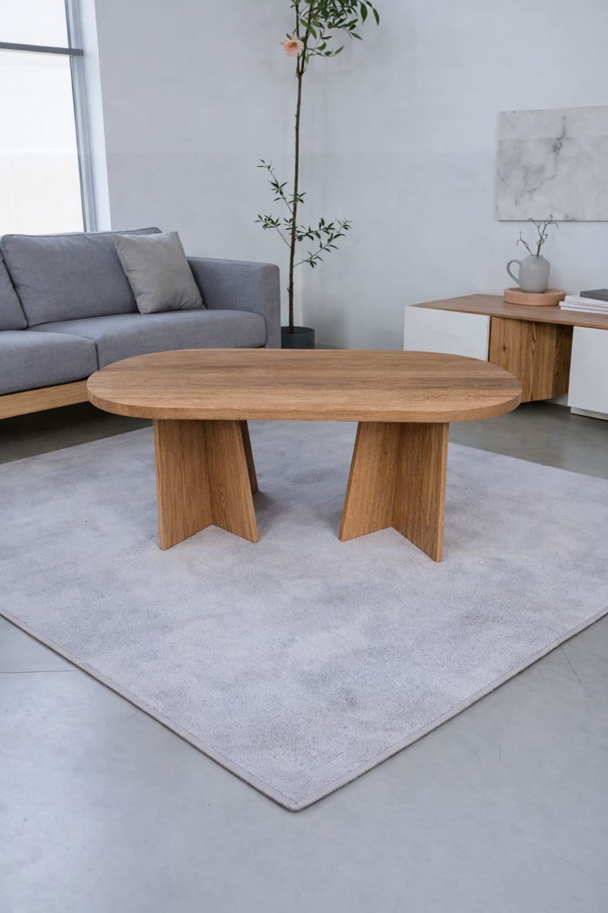 Oval Salon Yemek Masası Mantar Ayak 36mm Kalın Kenarlı -Afrika Ceviz