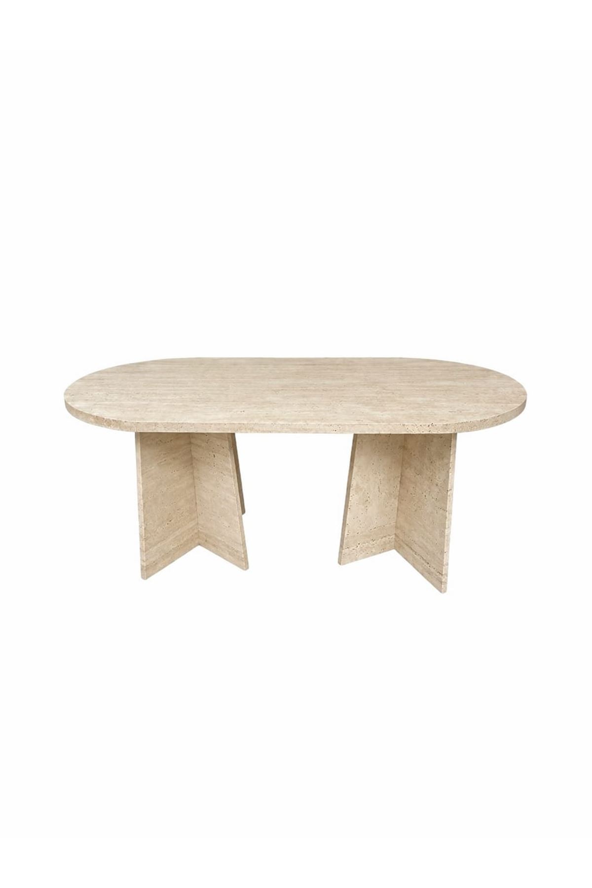 Oval Salon Yemek Masası Mantar Ayak 36mm Kalın Kenarlı 160x90-Traverten