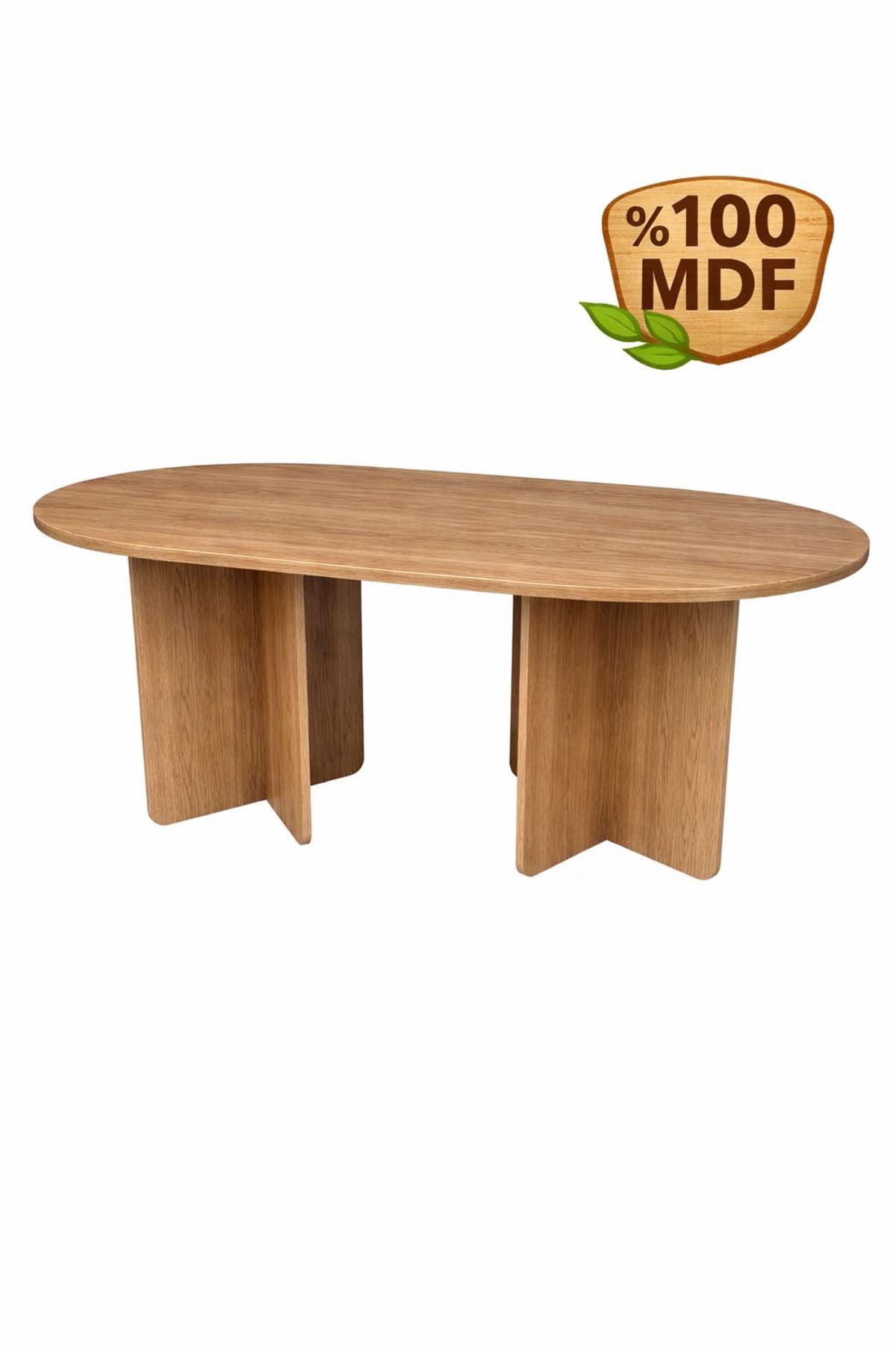 Oval Salon Yemek Masası Kare Ayak 36mm Kalın Kenarlı 180x90 -Afrika Ceviz