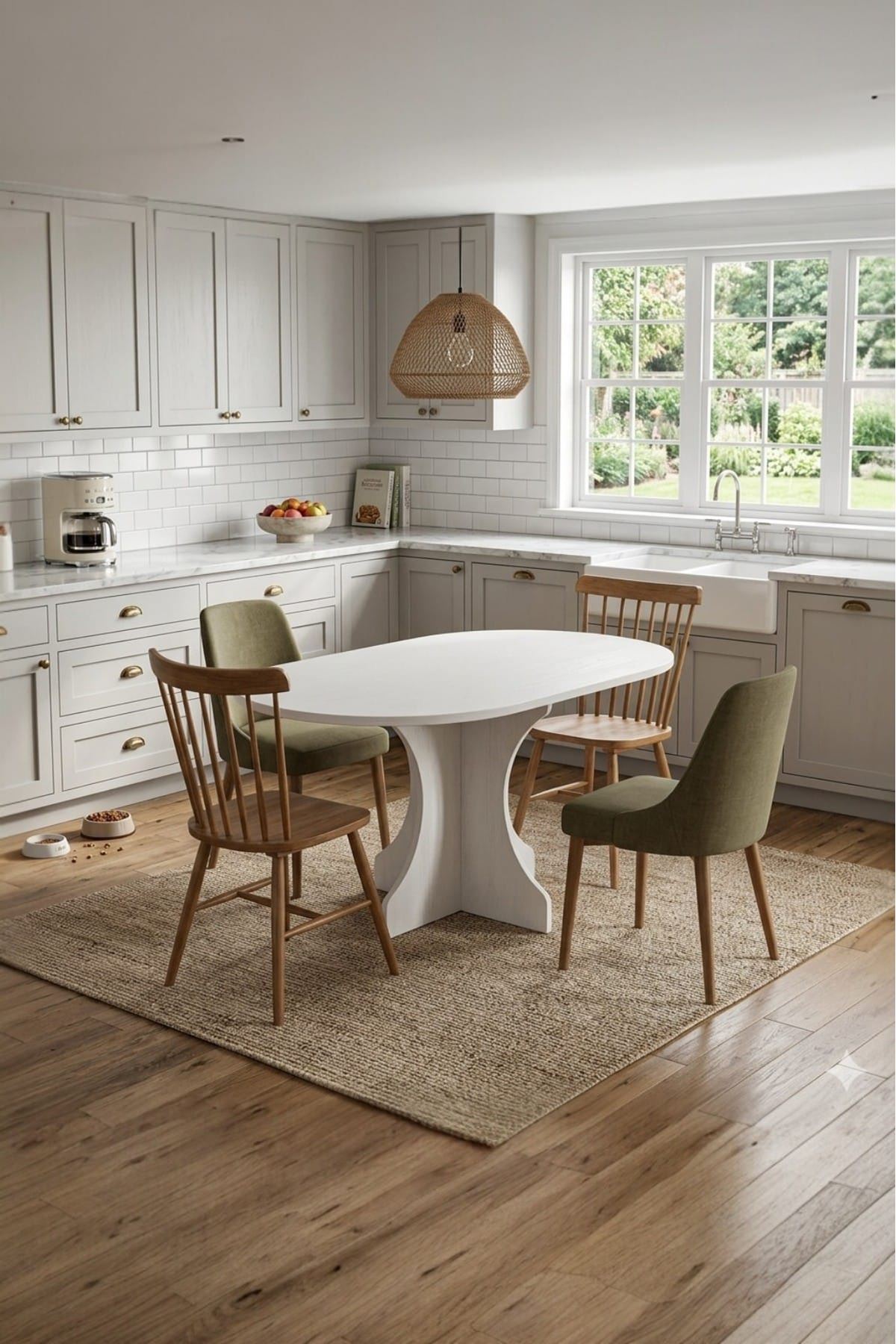 Oval Salon Yemek Masası Kemer Tek Ayak 160x90 -Beyaz