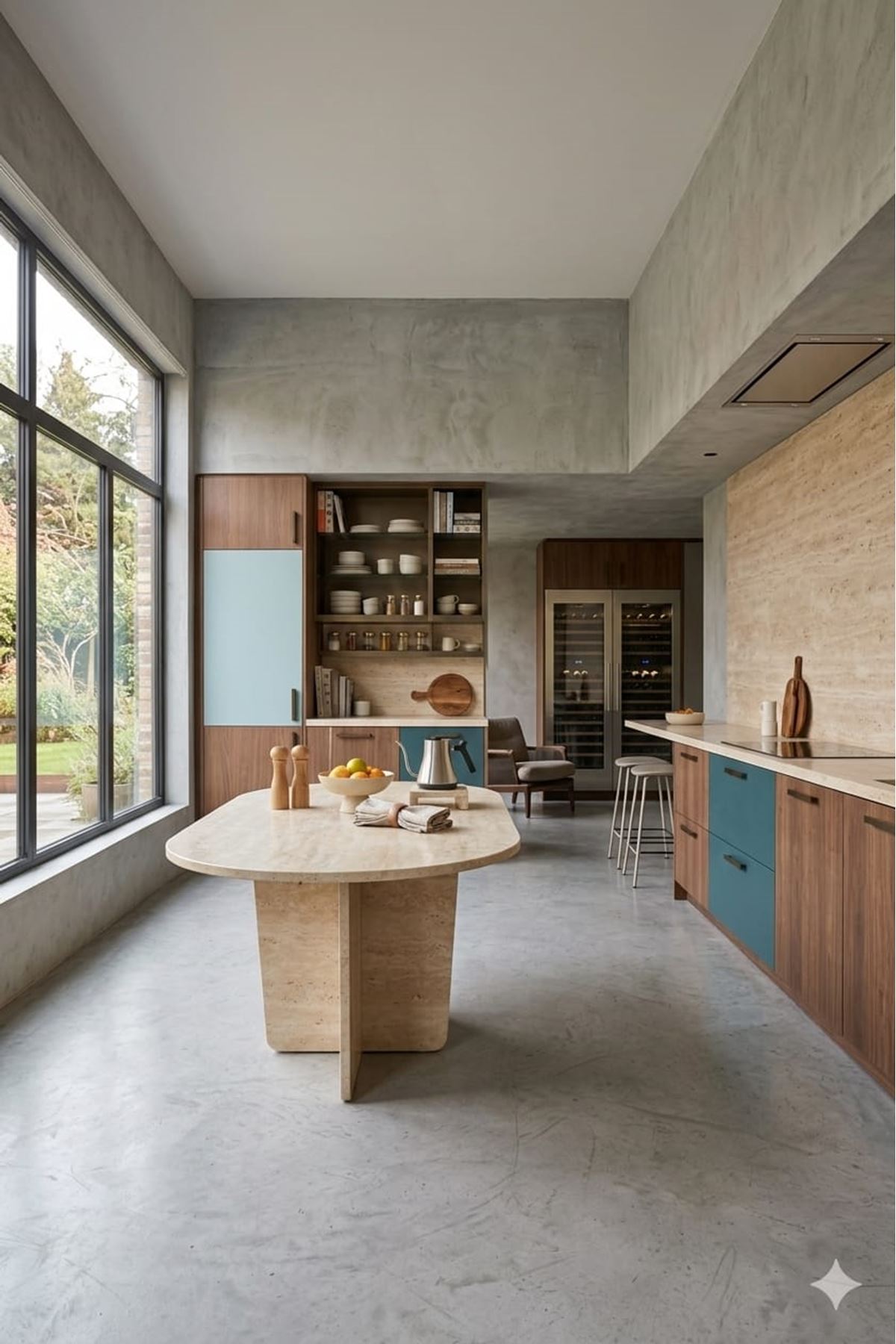 Oval Salon Yemek Masası Kare Tek Ayak 160x90-Traverten