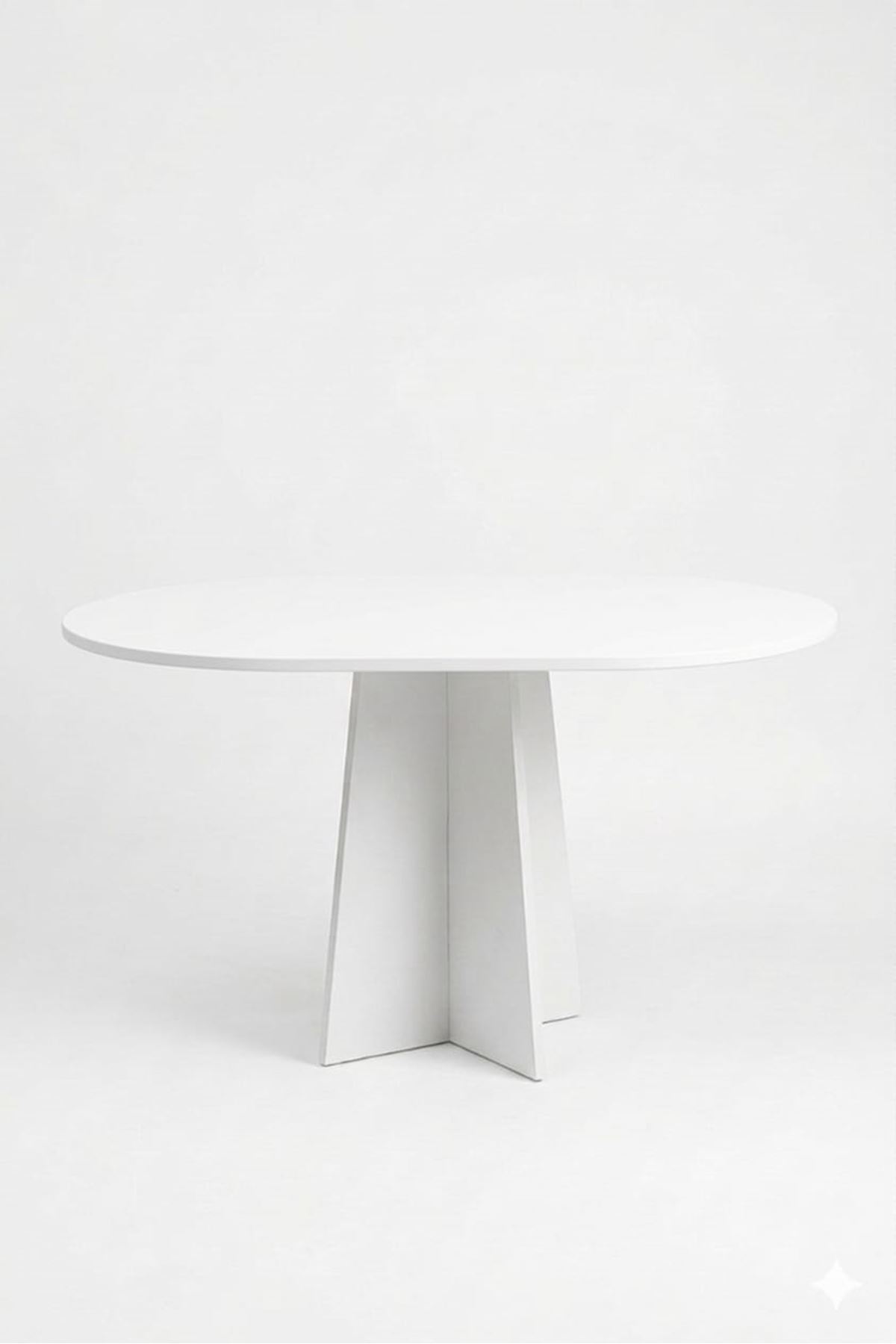 Oval Salon Yemek Masası Mantar Tek Ayak 160x90 -Beyaz