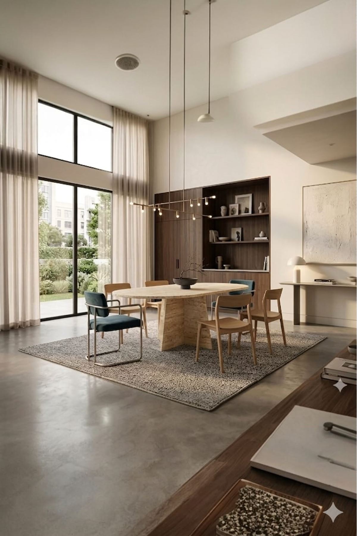 Oval Salon Yemek Masası Mantar Tek Ayak 160x90-Traverten