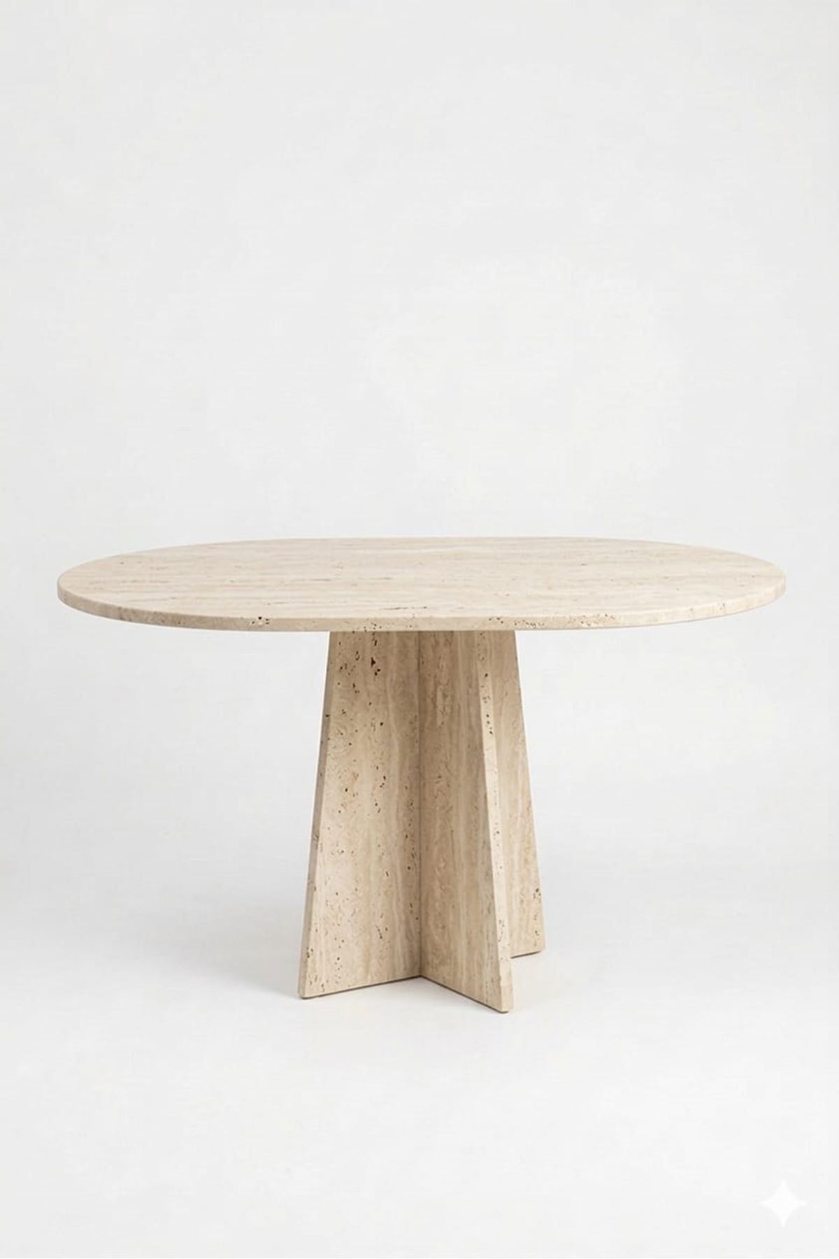 Oval Salon Yemek Masası Mantar Tek Ayak 160x90-Traverten