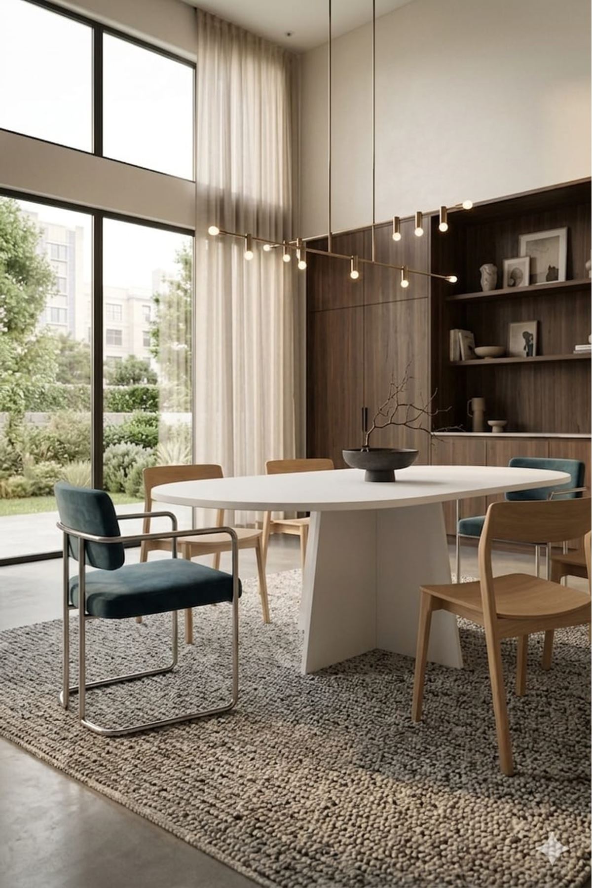 Oval Salon Yemek Masası Mantar Tek Ayak 160x90 -Beyaz