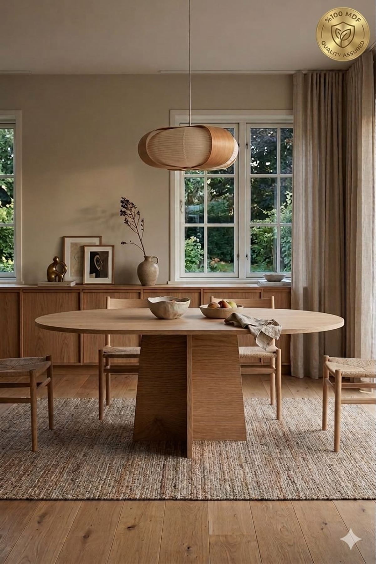 Oval Salon Yemek Masası Mantar Tek Ayak-160x90-Afrika Ceviz