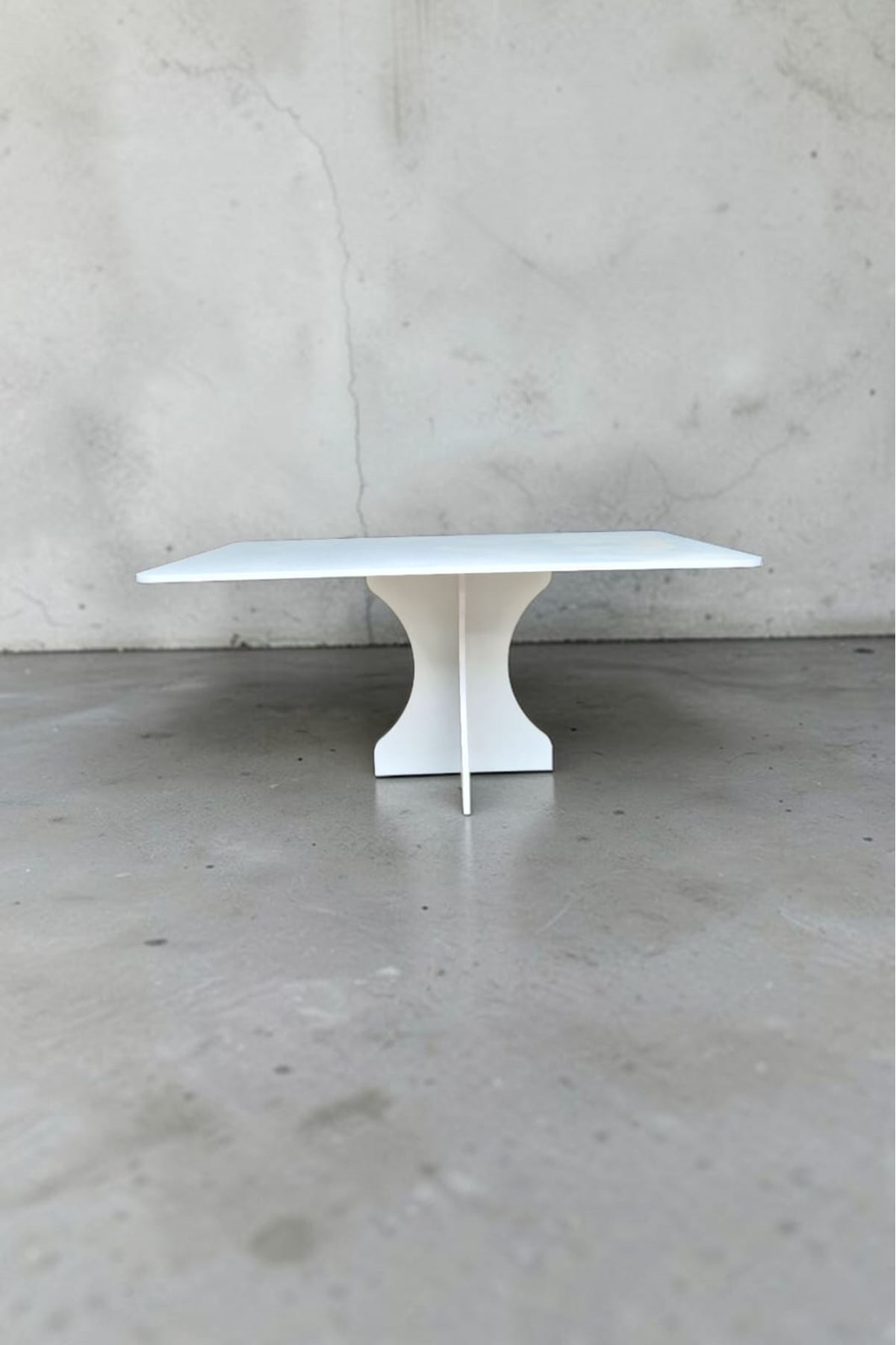 Dikdörtgen Salon Yemek Masası Kemer Tek Ayak 160x90 -Beyaz