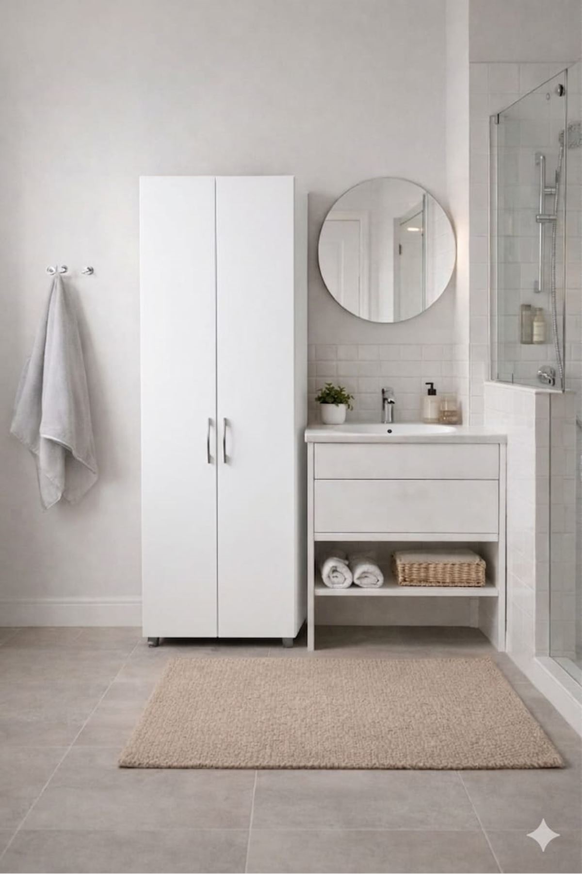 8 Raflı Çok Amaçlı Dolap - Erzak Dolabı-Ayakkabılık Beyaz