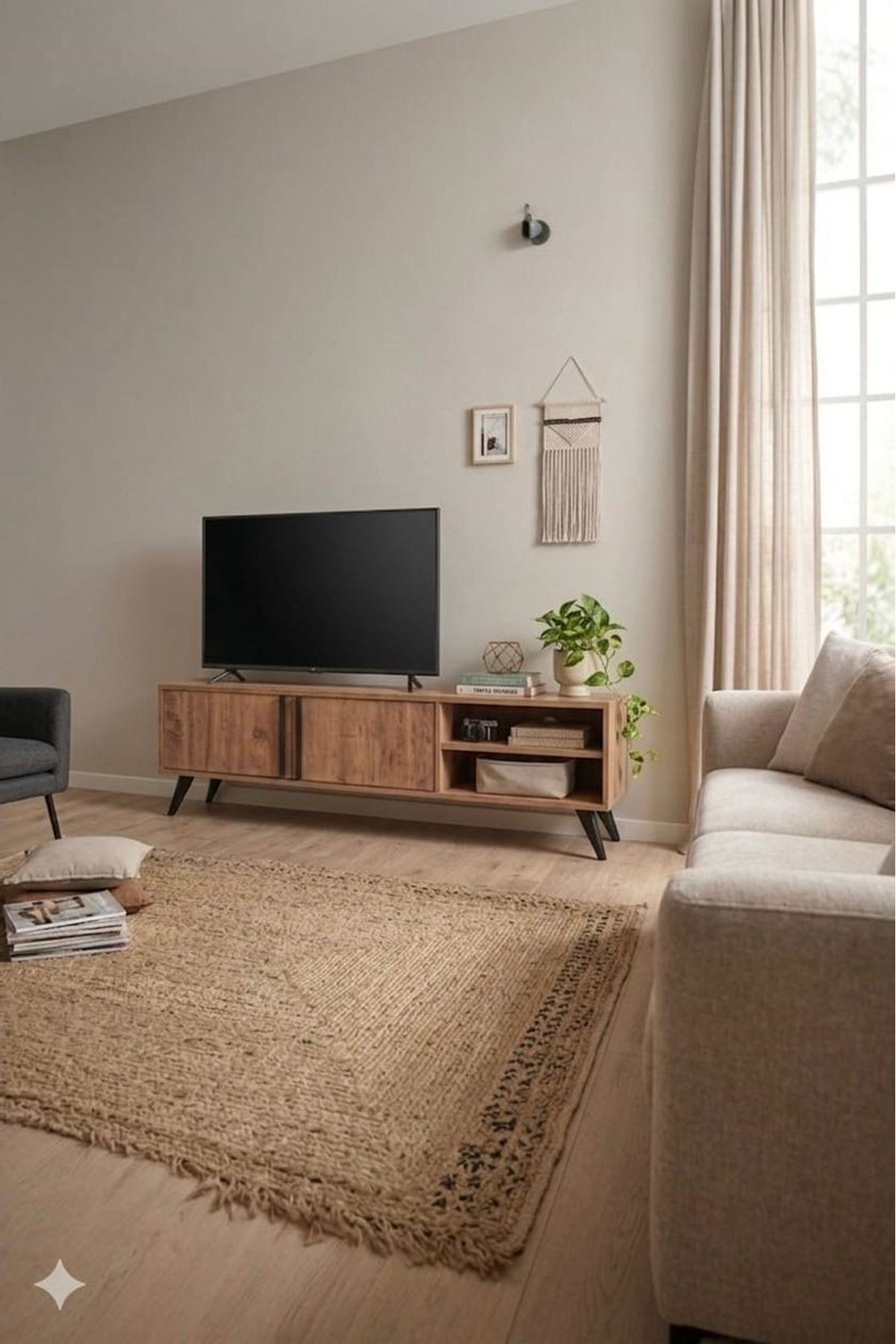 Tv Ünitesi 2 Kapaklı Raflı Dolaplı Tv Sehpası Atlantik Çam