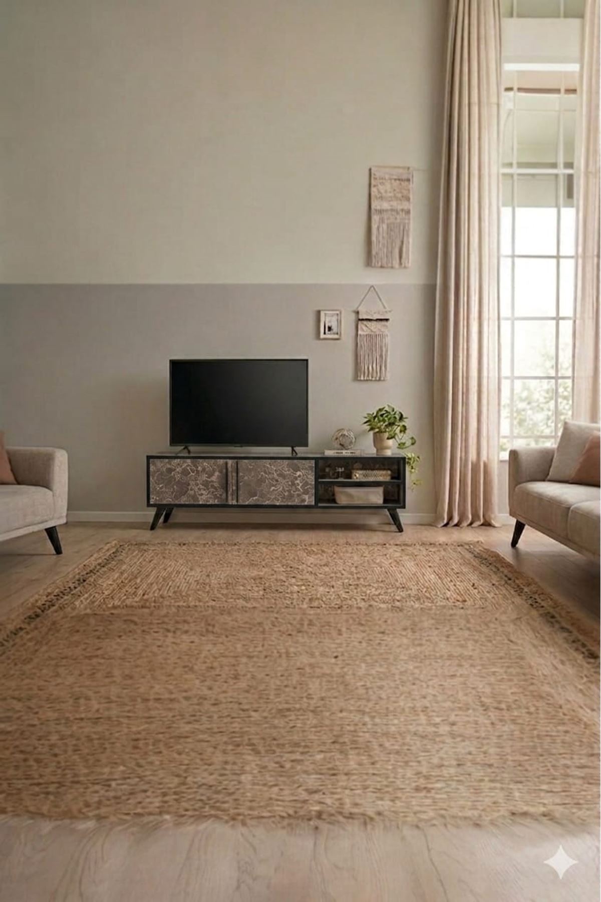 Tv Ünitesi 2 Kapaklı Raflı Dolaplı Tv Sehpası SİYAH TAŞ