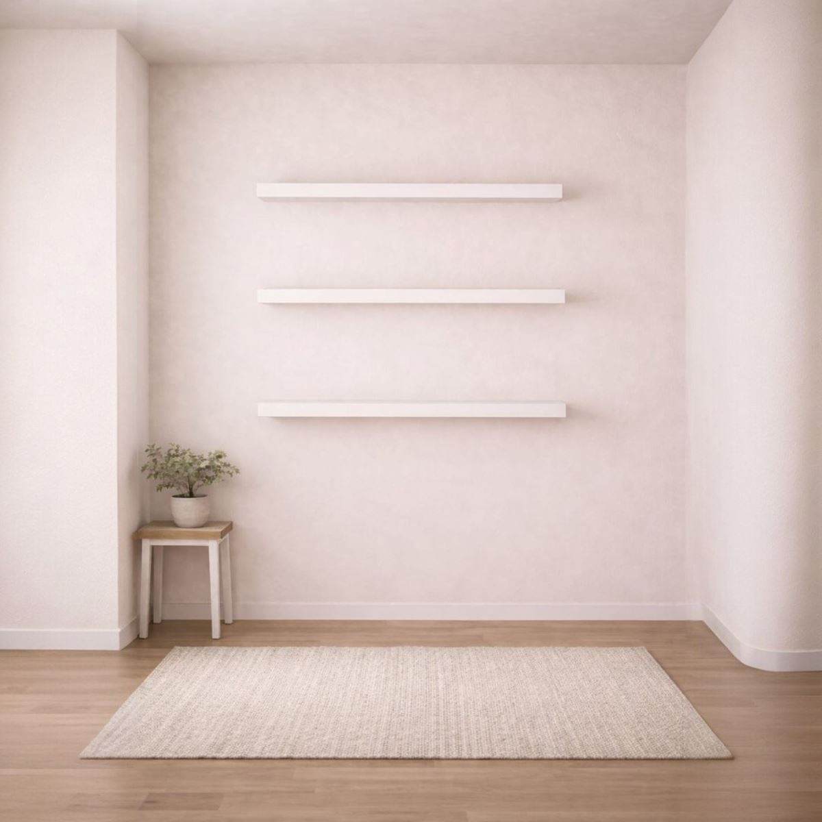 30 mm 3'lü Uçan Duvar Rafı Set Gizli Raf- Beyaz
