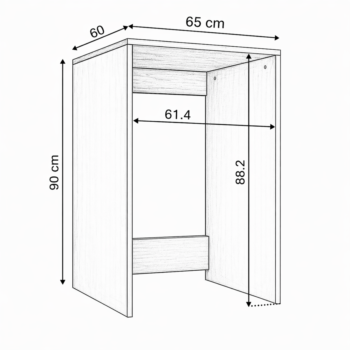 Çamaşır Makinesi Kapaksız Banyo Dolabı - Atlantik çam 