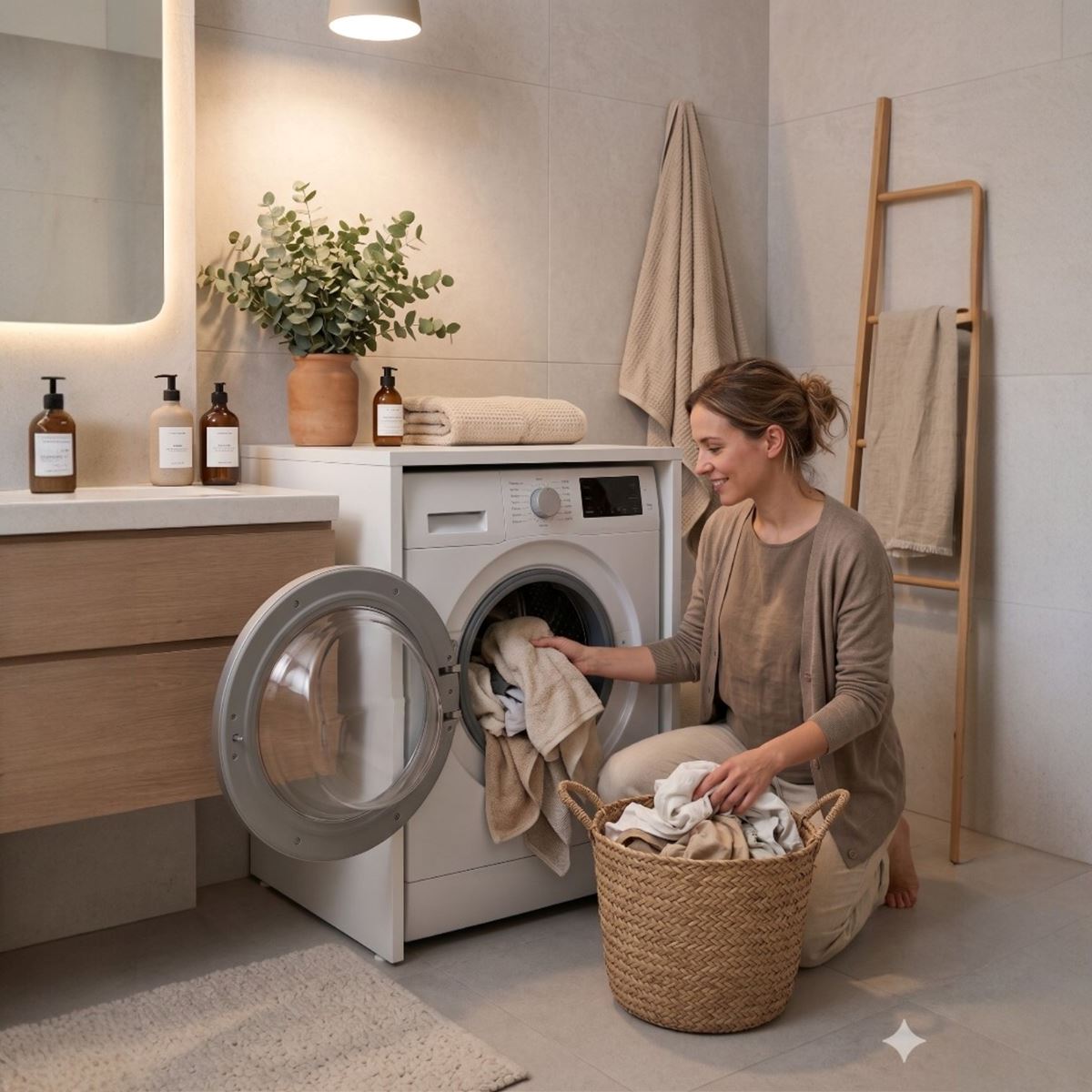 Çamaşır Makinesi Kapaksız Banyo Dolabı Mat Beyaz