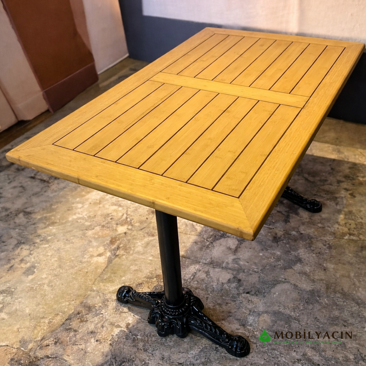 CAFE MASA BAMBU ahşap yemek masası 120 X 70 ASLAN AYAK