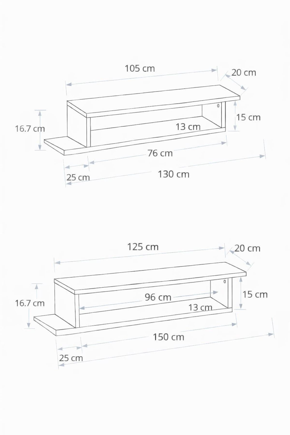 Dekoratif Raflı Duvar Tv Ünitesi  Z Raf Atlantik Çam 150