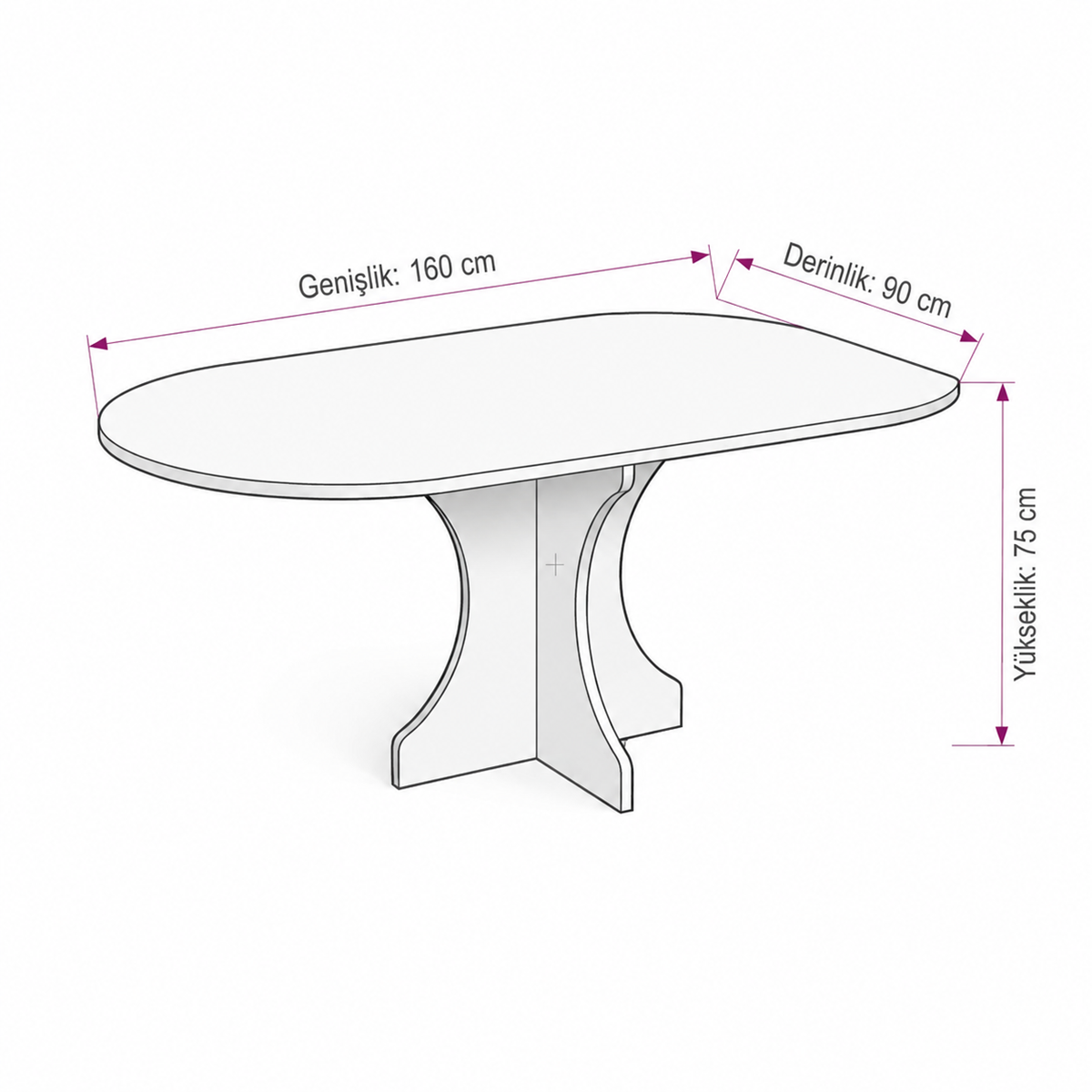 Oval Salon Yemek Masası Kemer Tek Ayak-160x90-Afrika Ceviz