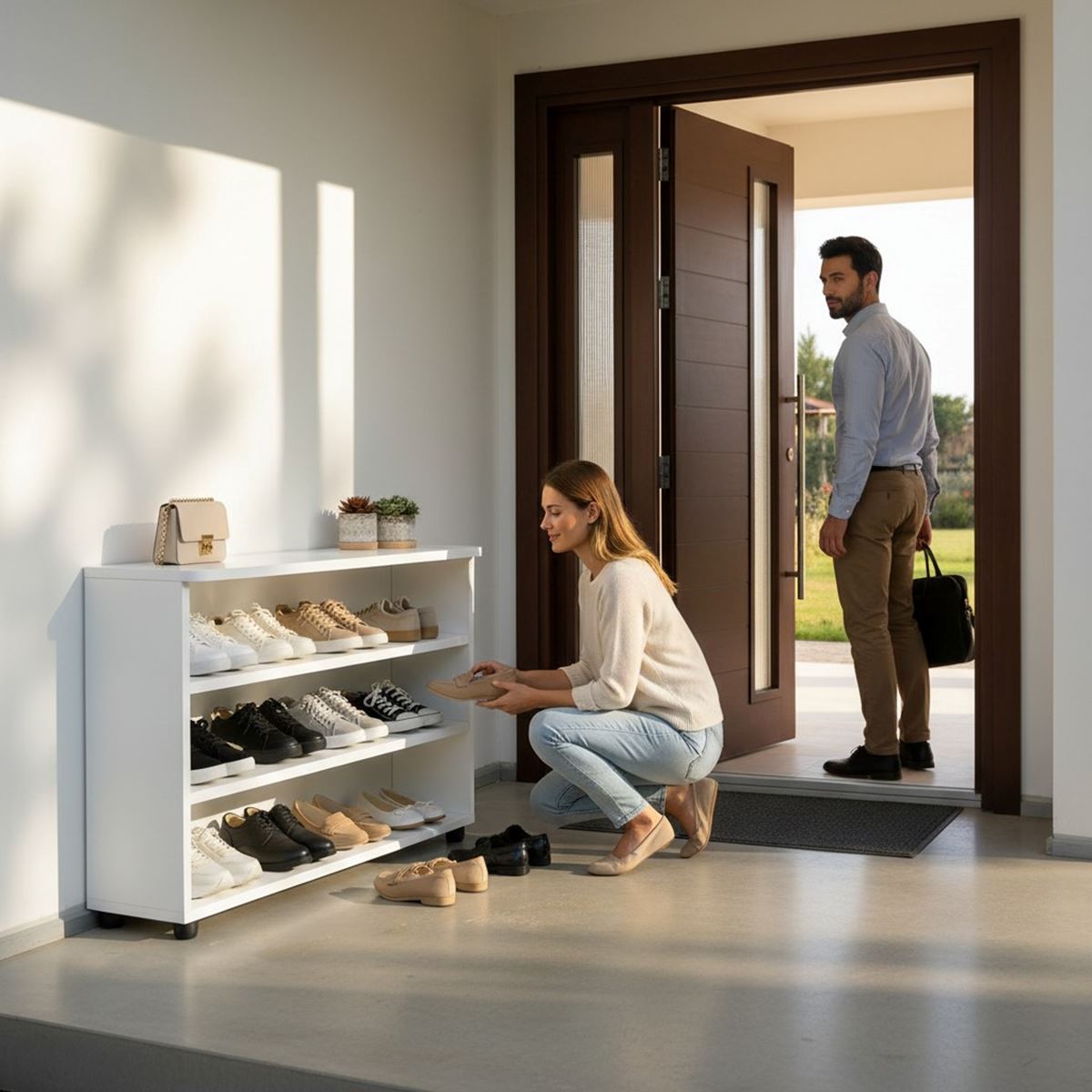 Çok Amaçlı Ayakkabılık Beyaz Mdf 60 CM