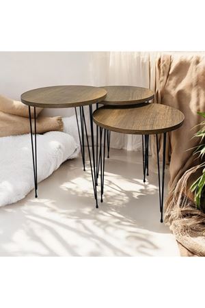 Zigon Sehpa 3'lü Yuvarlak Model Metal Tel Ayak (BAROK) 