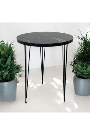  Zigon Sehpa ( SİYAH MERMER)  Metal Tel Ayak 